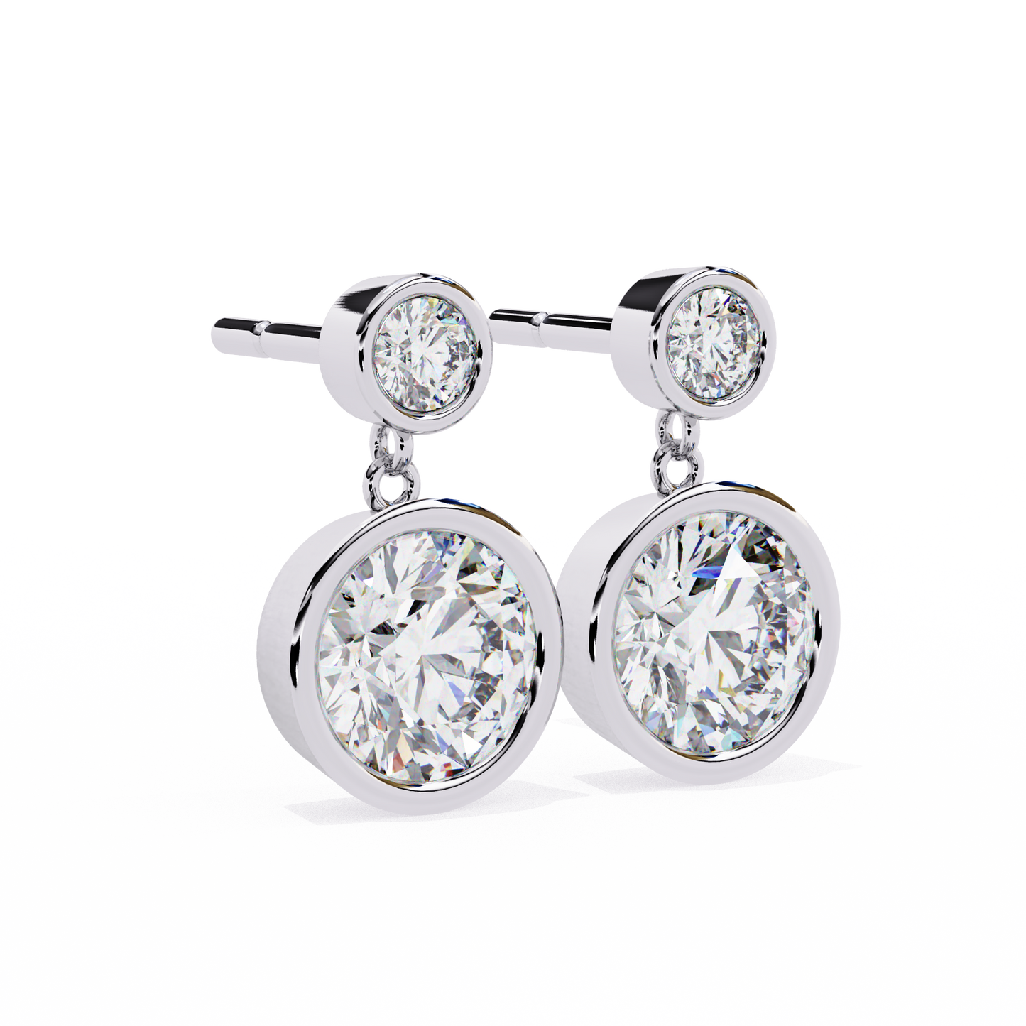 Round Bezel Set Dangle & Drop Earrings