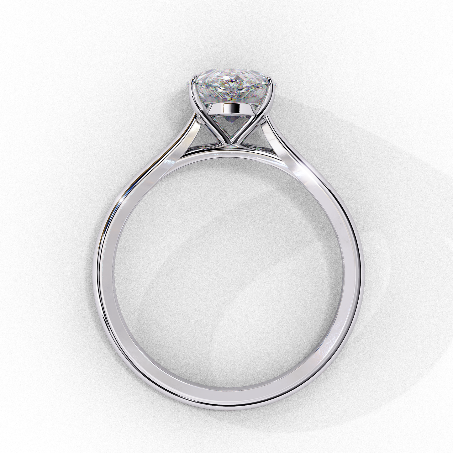 Pear Cut Lab Grown Diamond Solitaire Diamond Engagement Ring