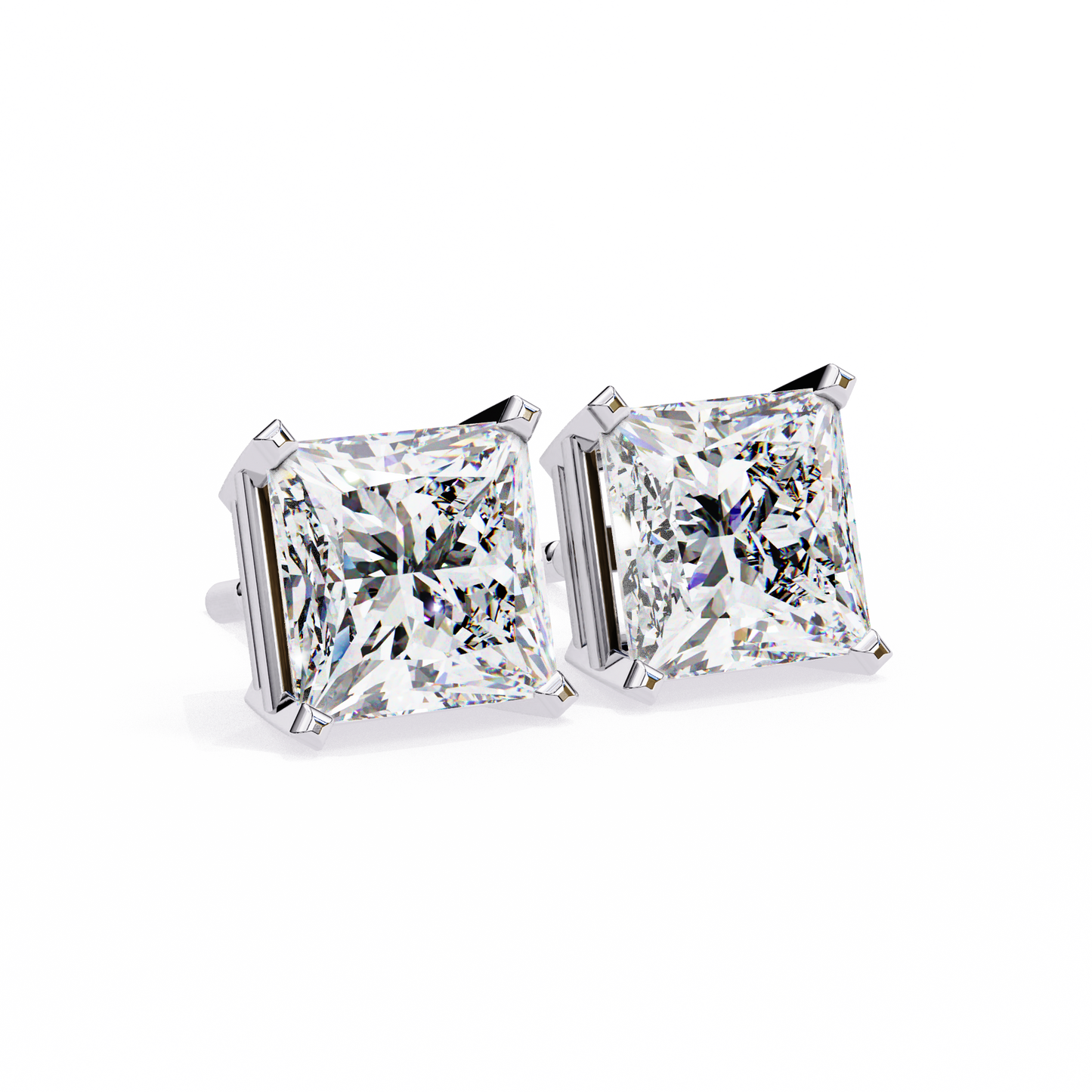 Princess Cut Lab Grown Diamond Stud Earrings