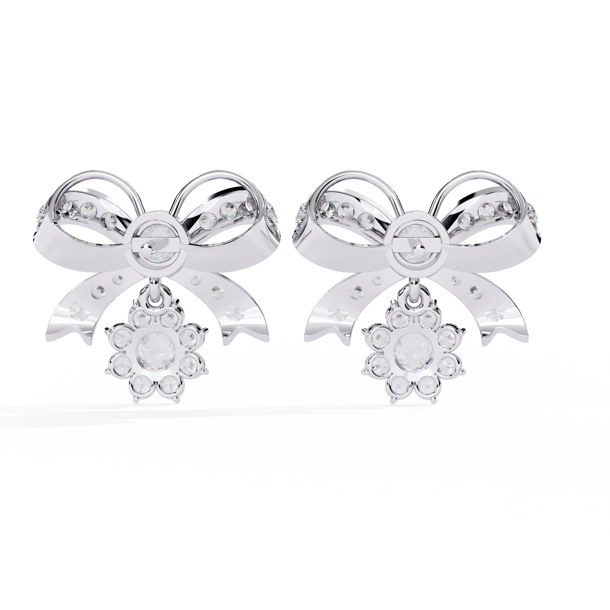Lab Grown Diamonds Daily Wear bow shaped diamond earrings