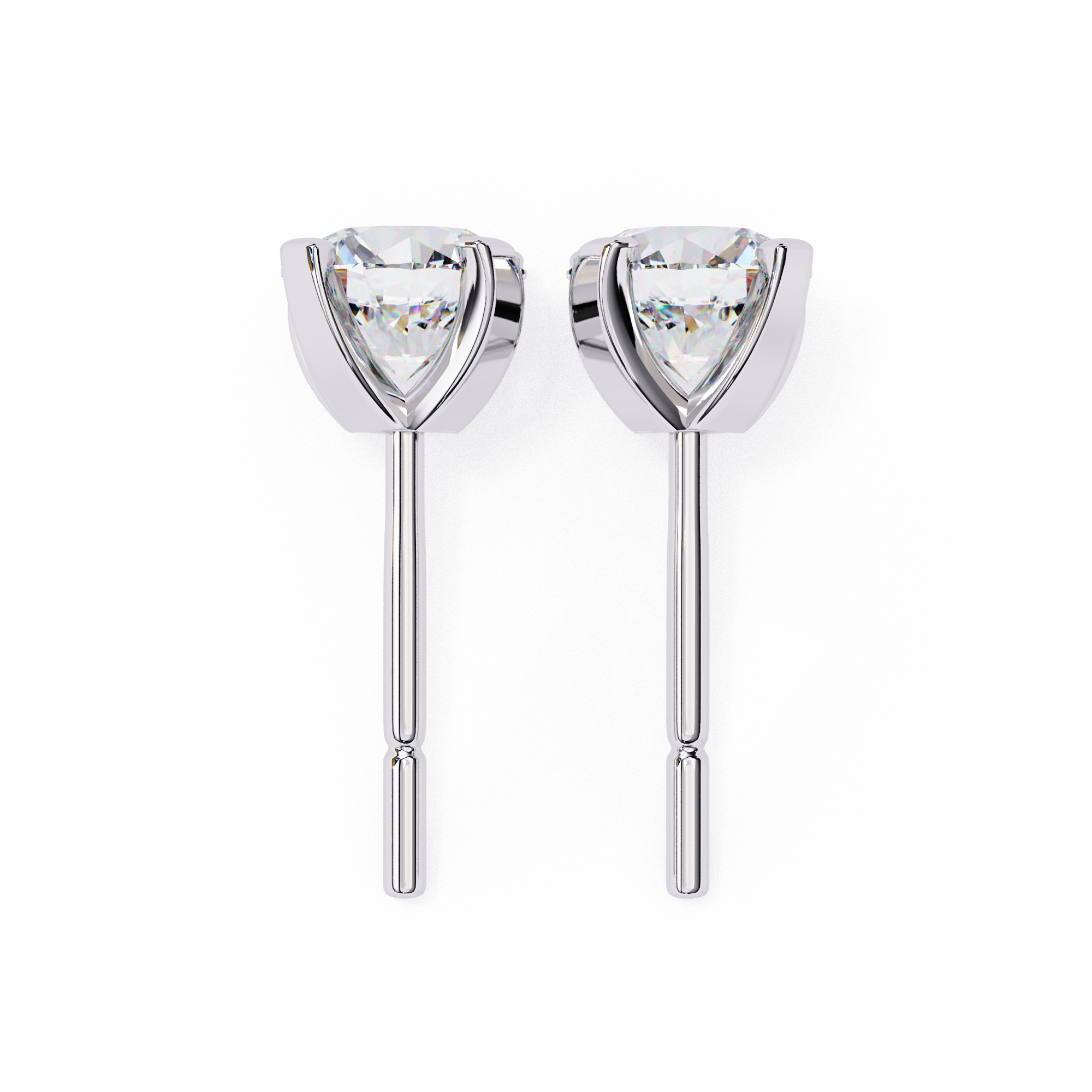 Round Cut Diamond 4 Prong Stud Earrings