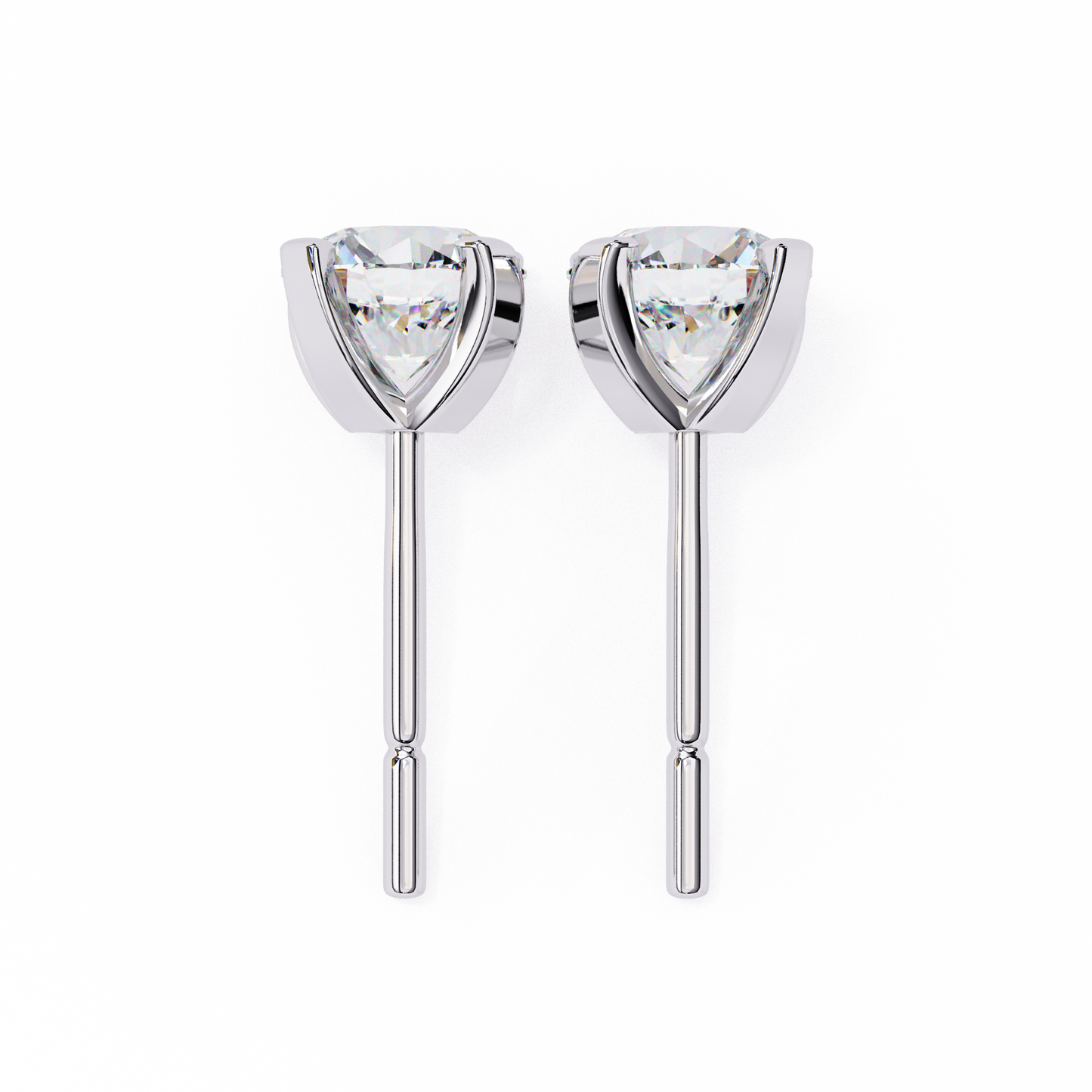 Round Cut Diamond 4 Prong Stud Earrings