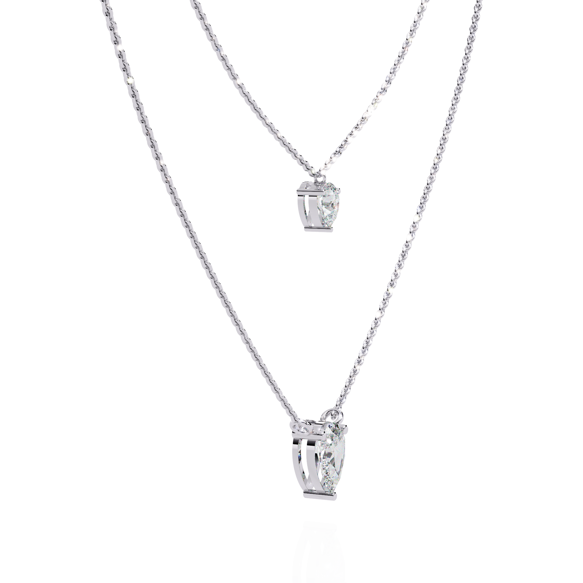 Two Pear Diamond Necklace