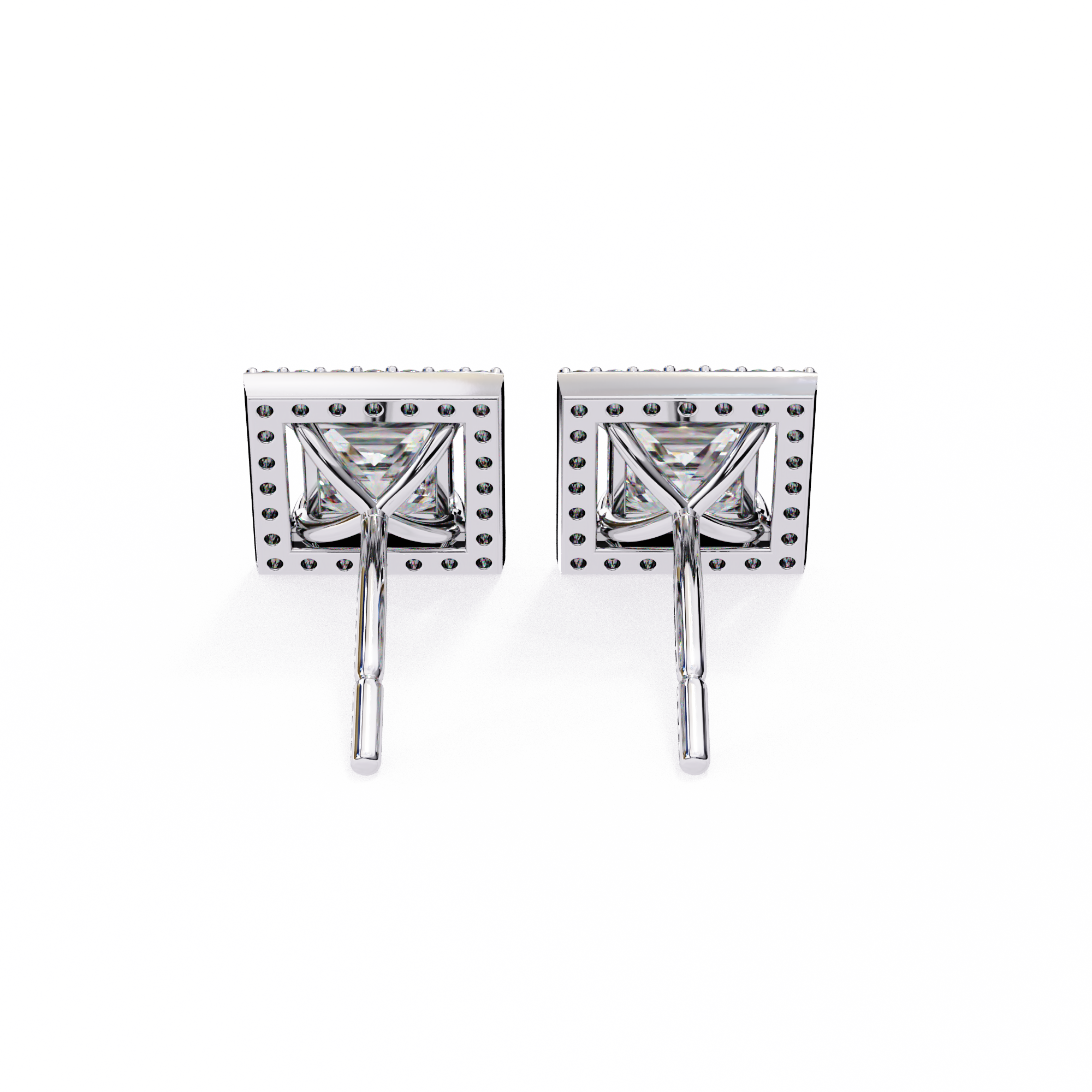 Allure Princess Halo Diamond Earrings Stud