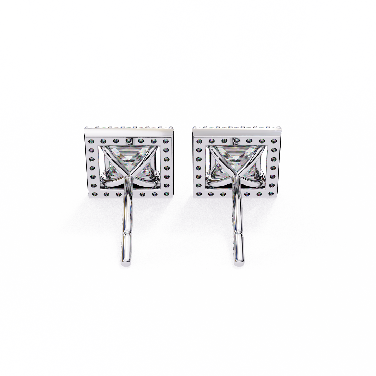 Allure Princess Halo Diamond Earrings Stud