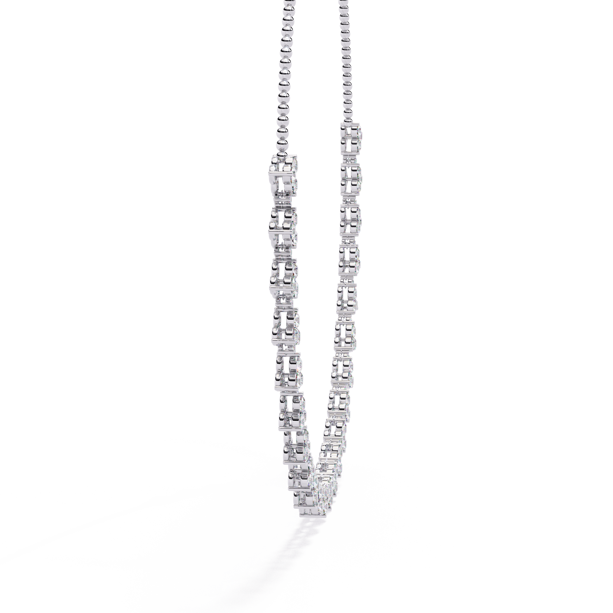 LAB GROWN 3 Stone Gold Diamond Women Necklace