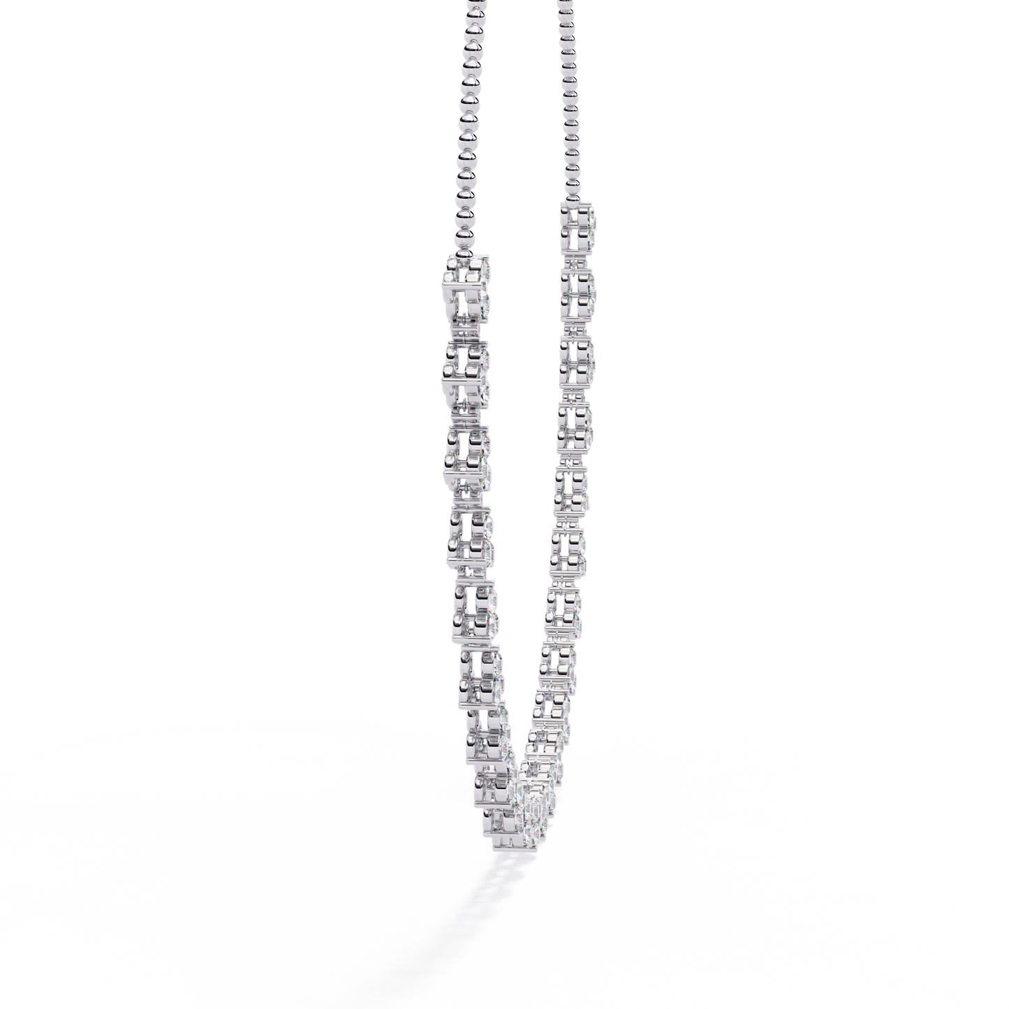 LAB GROWN 3 Stone Gold Diamond Women Necklace
