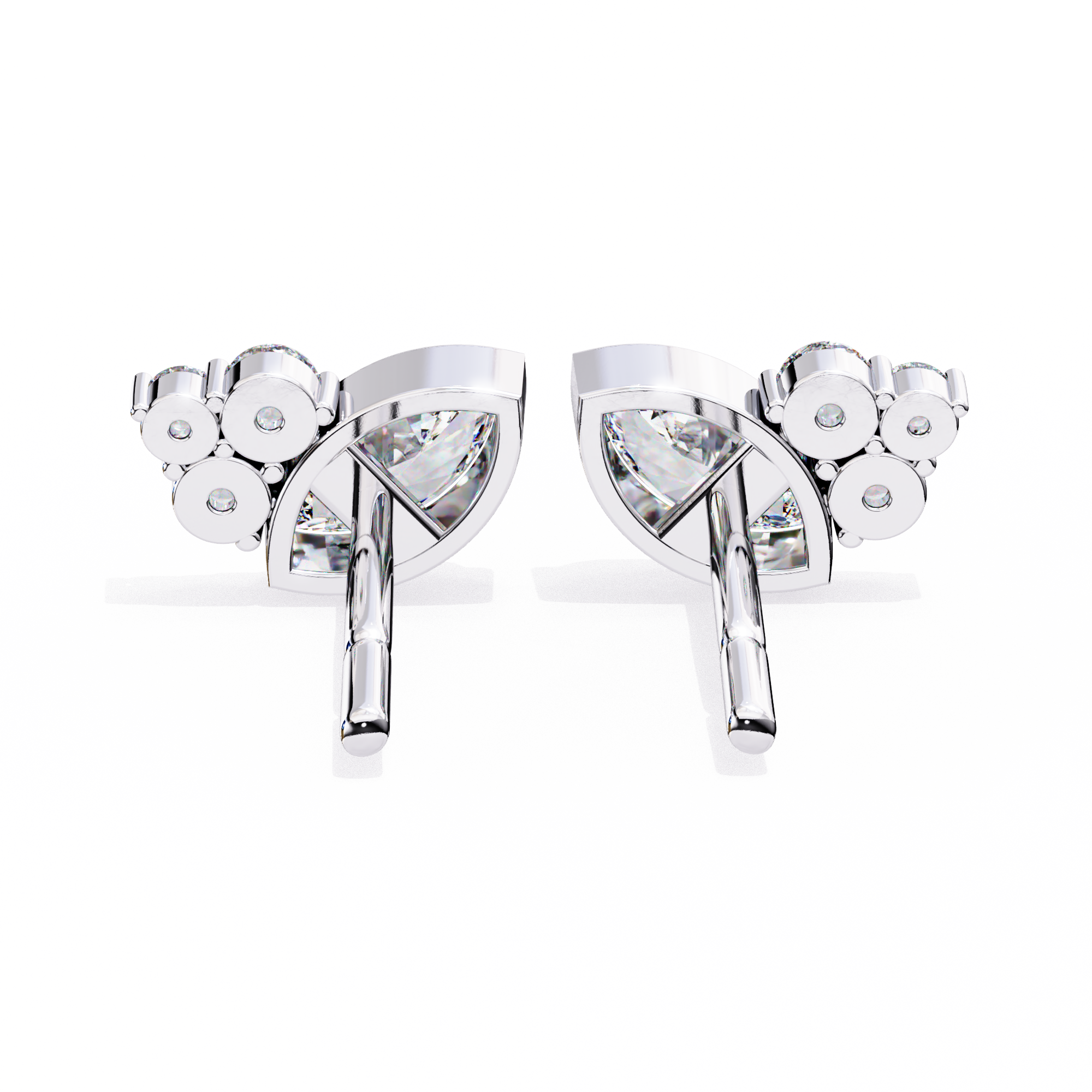 Marquise Bezel and Round Stud Earrings