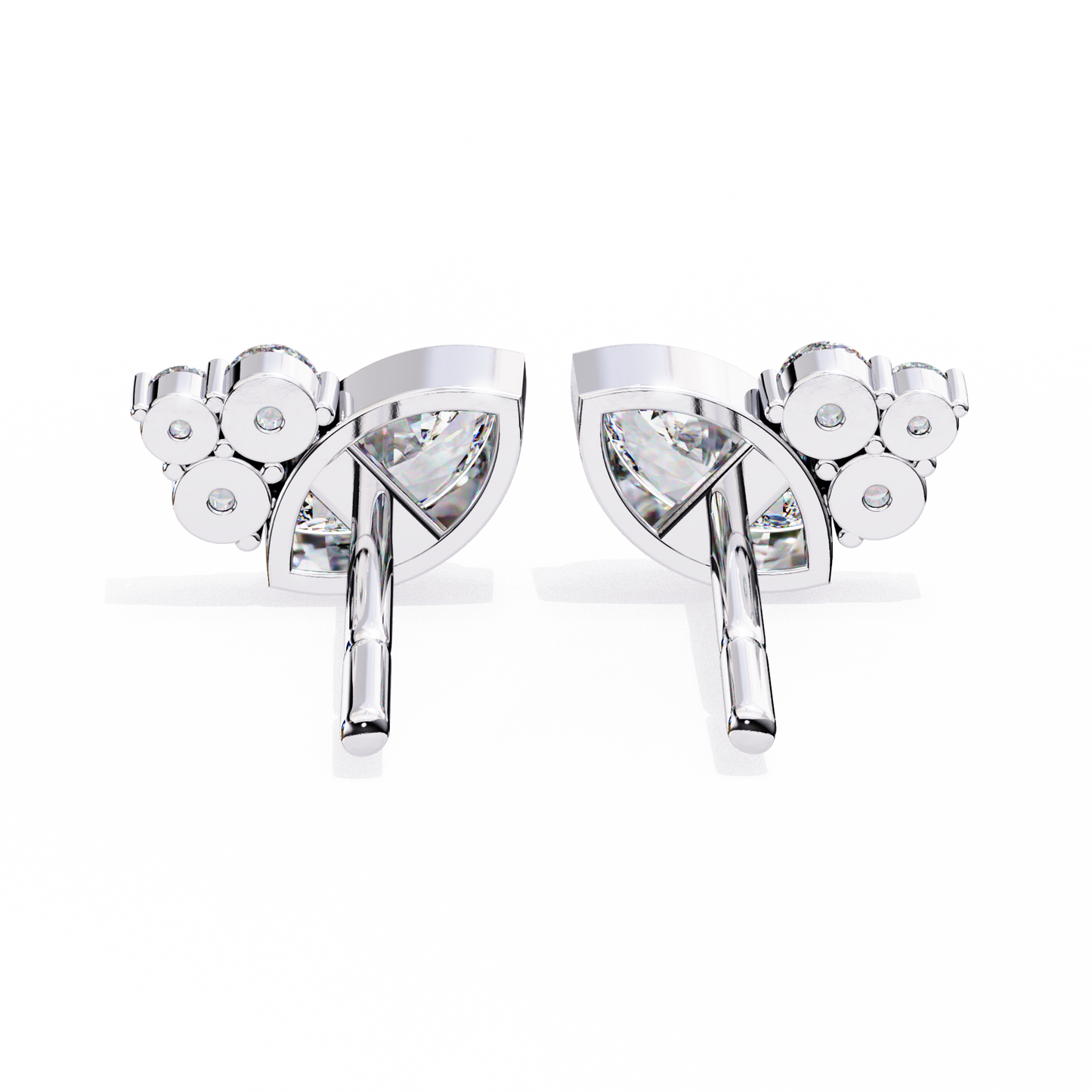 Marquise Bezel and Round Stud Earrings
