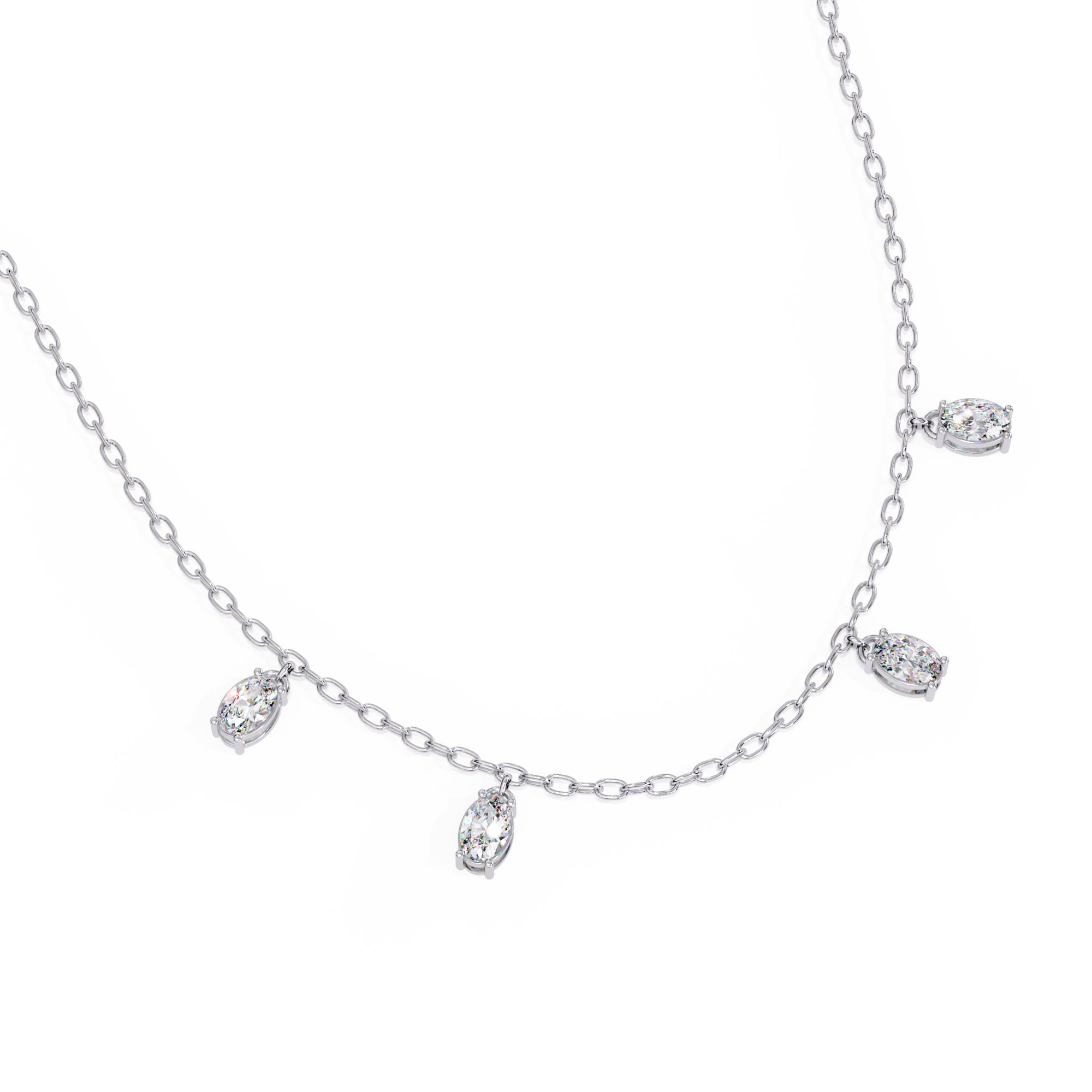 Lab Grown Diamond Oval Shape Simple Necklace