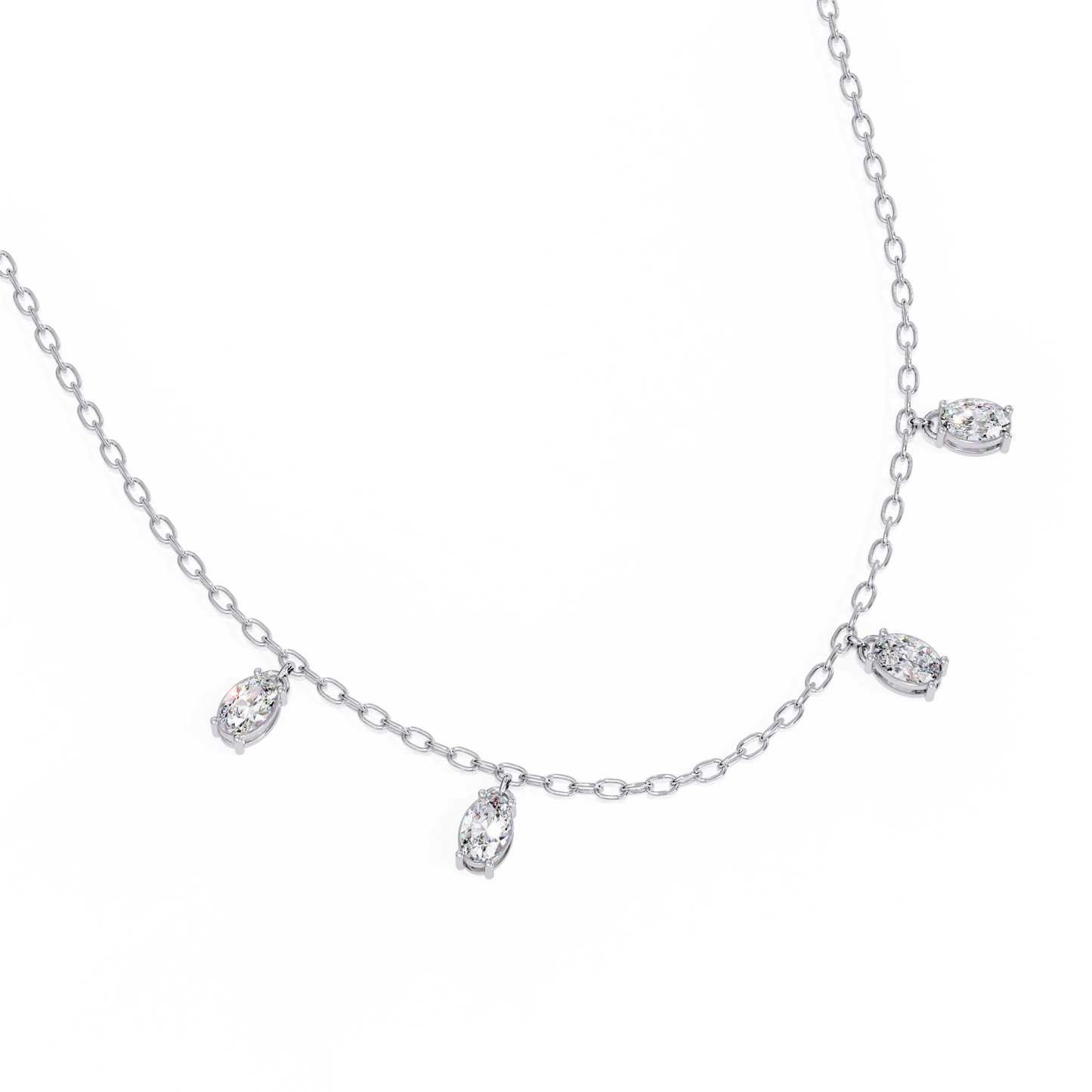 Lab Grown Diamond Oval Shape Simple Necklace
