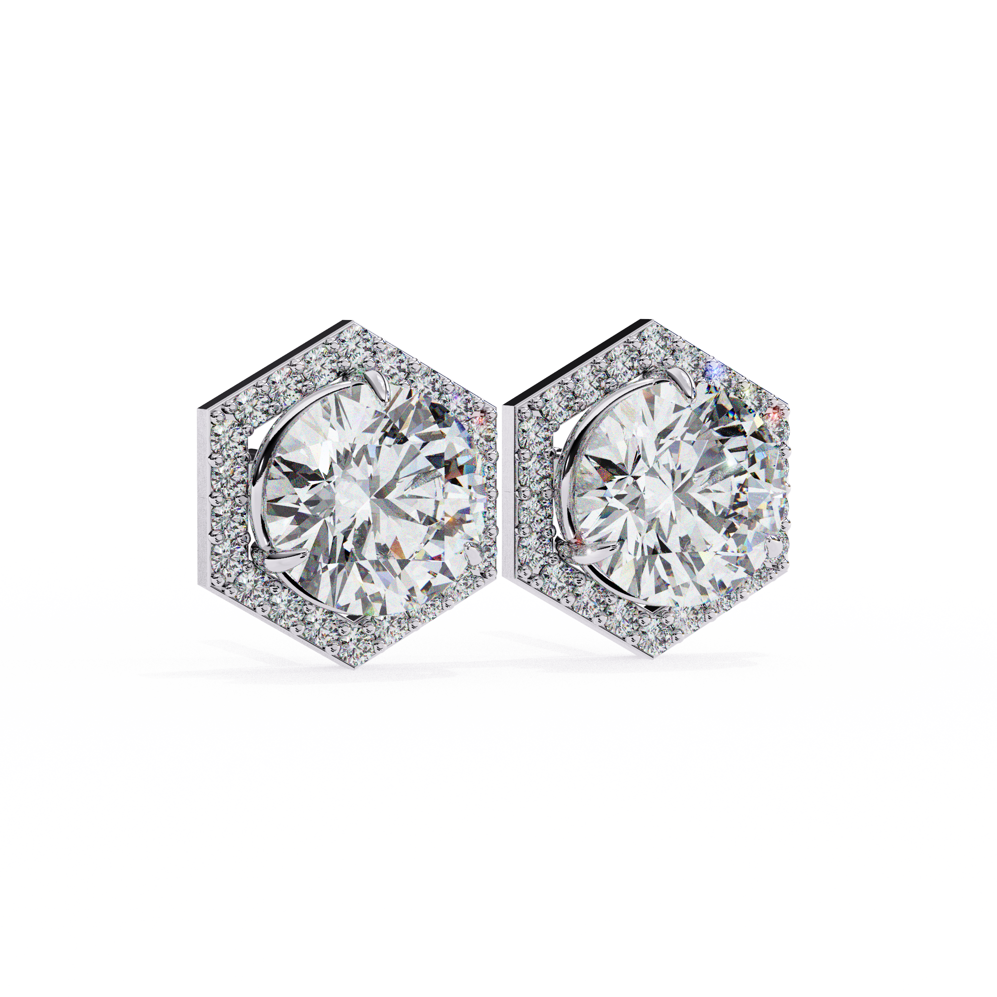 Hexa Glow Round Diamond Earrings