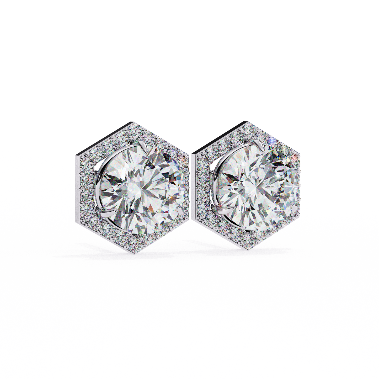 Hexa Glow Round Diamond Earrings