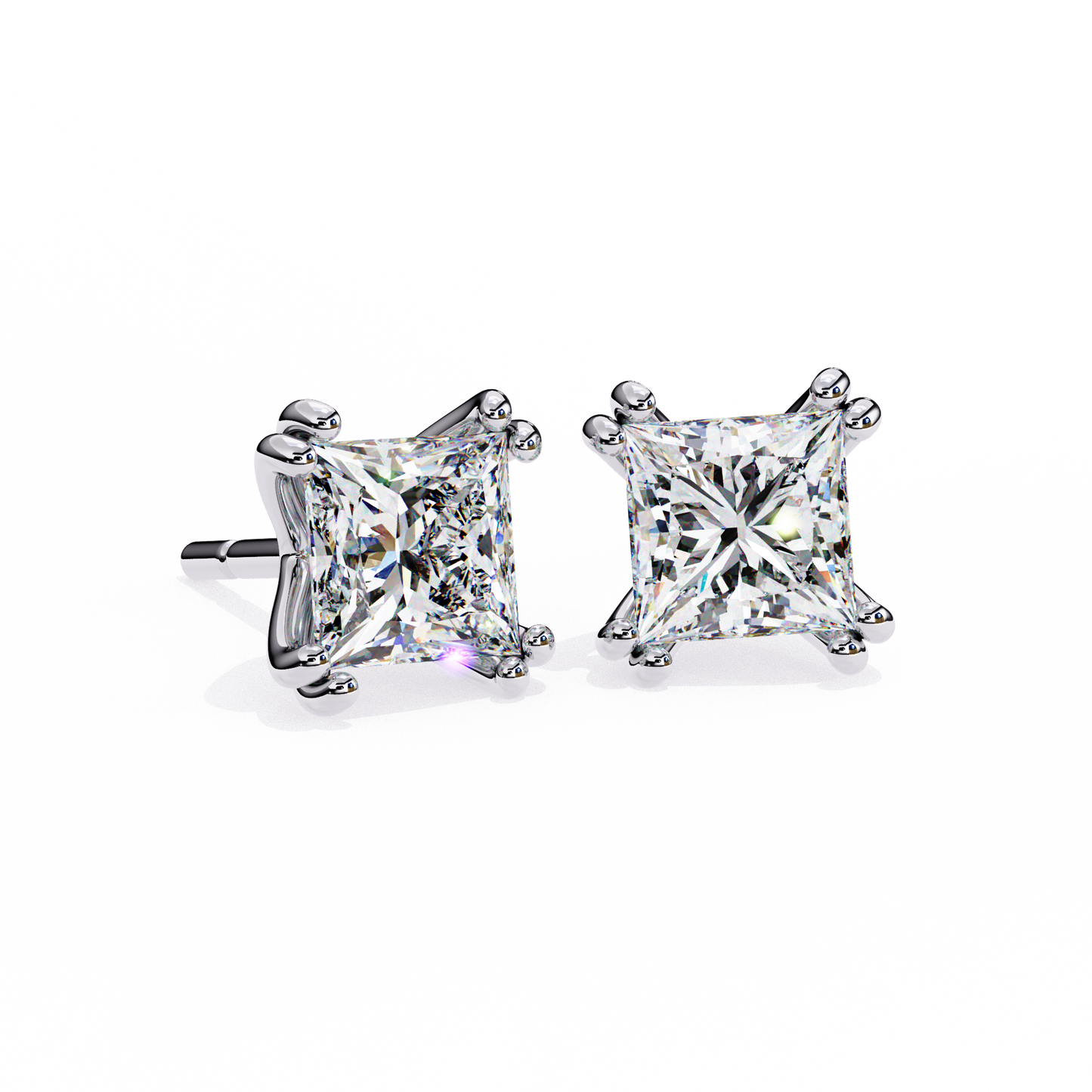 Princess Cut Lab Grown Diamond Stud Earrings