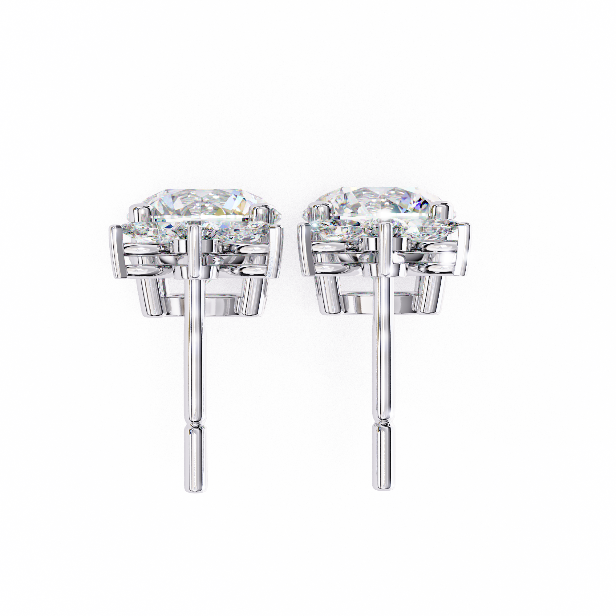 Round and Marquise Accented Lab Grown Diamond Drop Earrings
