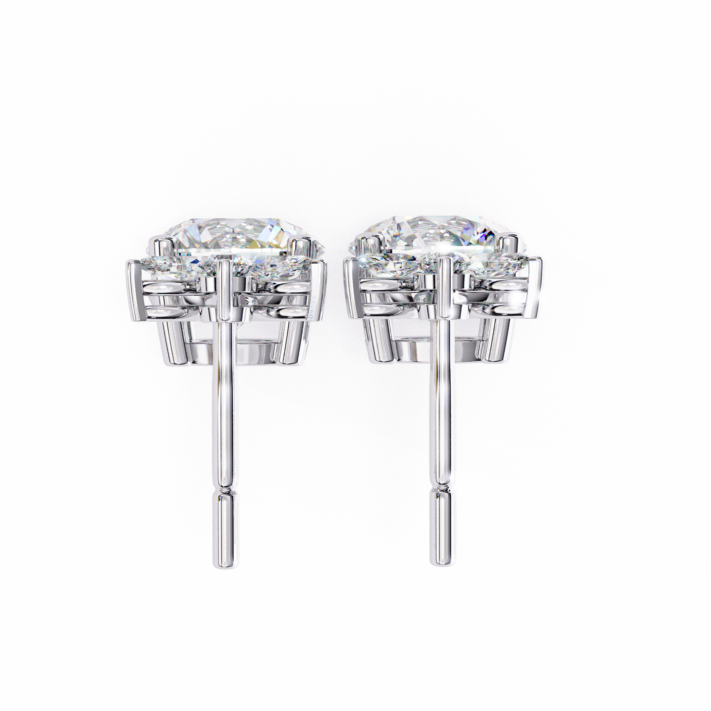 Round and Marquise Accented Lab Grown Diamond Drop Earrings