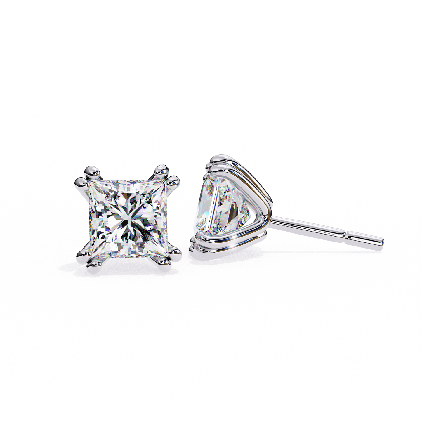 Princess Cut Lab Grown Diamond Stud Earrings