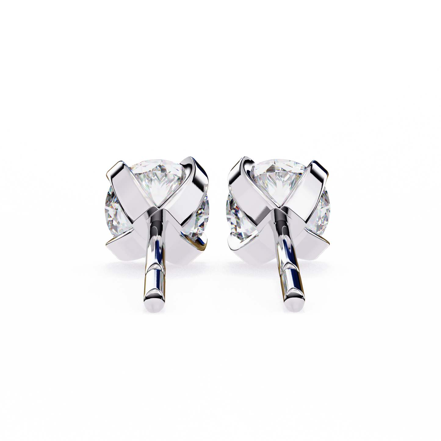 Round Cut Diamond 4 Prong Stud Earrings