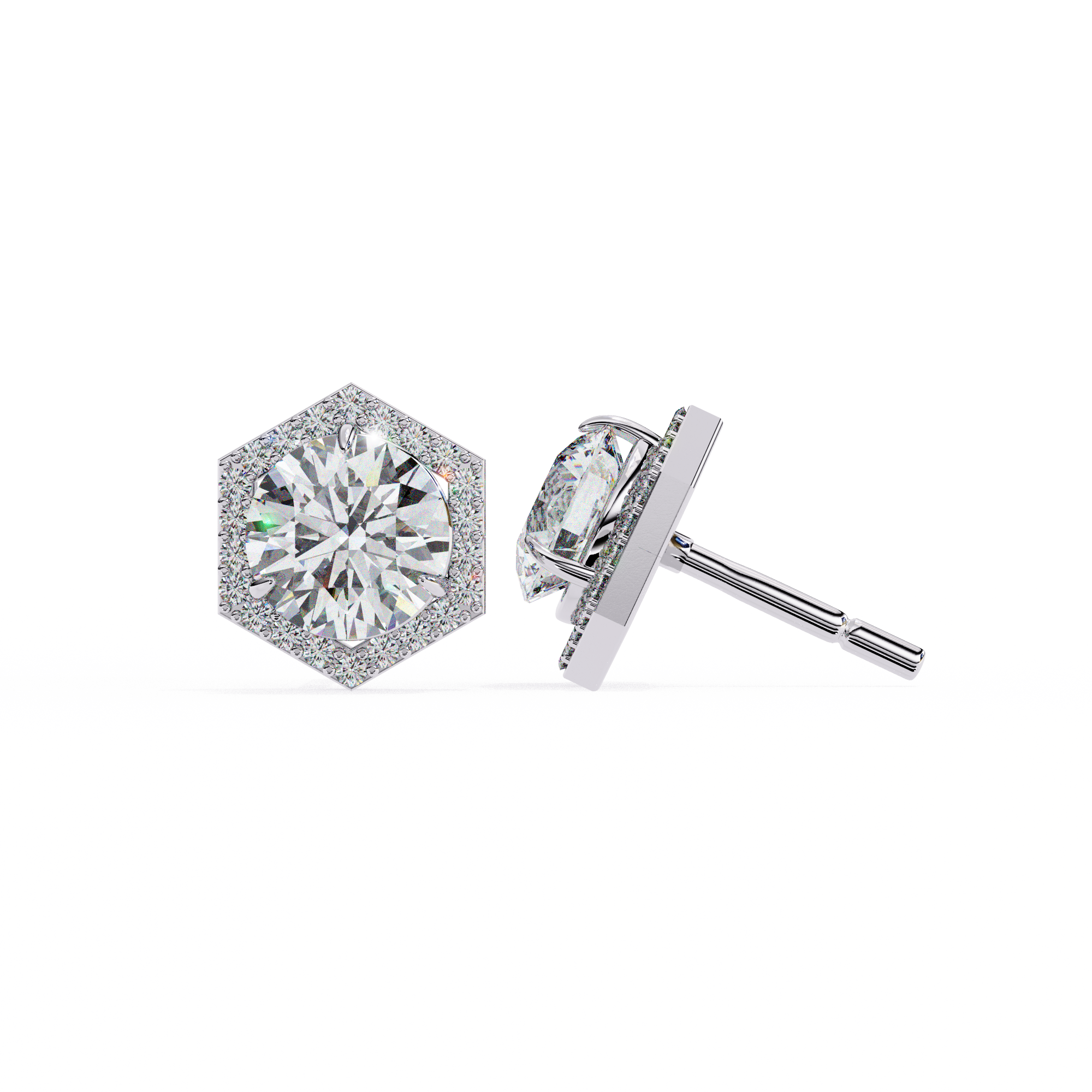 Hexa Glow Round Diamond Earrings