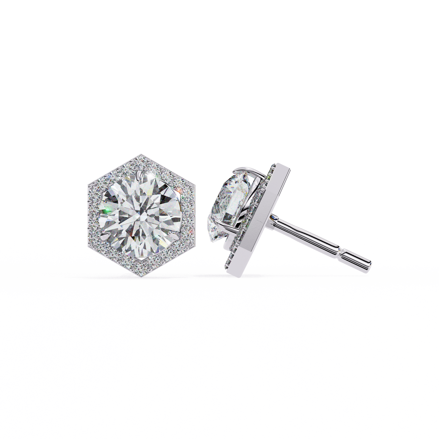 Hexa Glow Round Diamond Earrings