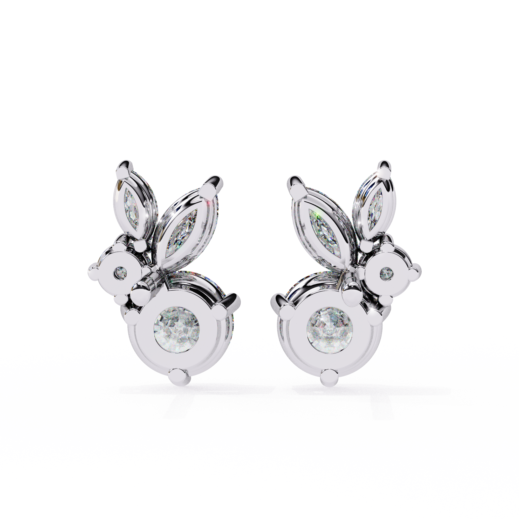Round and Marquise Cluster Studs