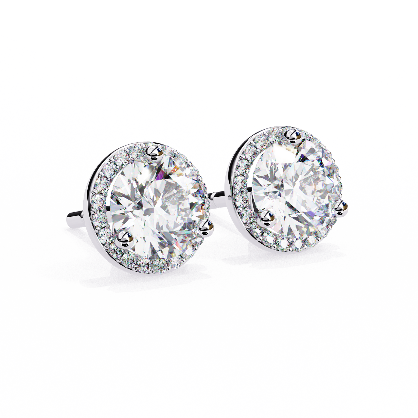 Lab Grown Diamond Round Halo Studs Earrings