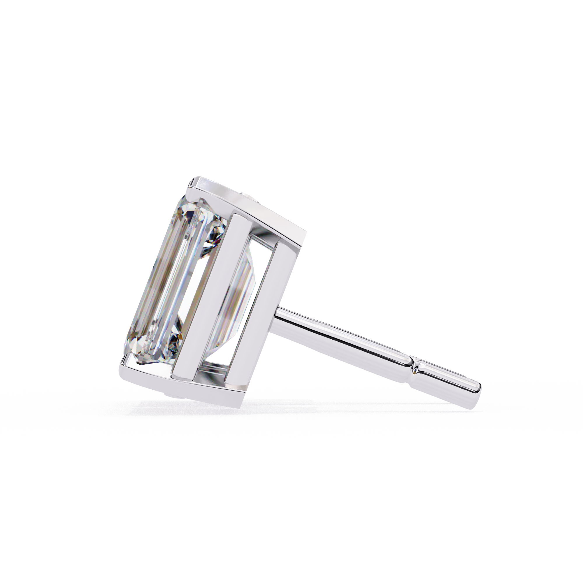 Emerald Cut Lab Diamond Solitaire Studs