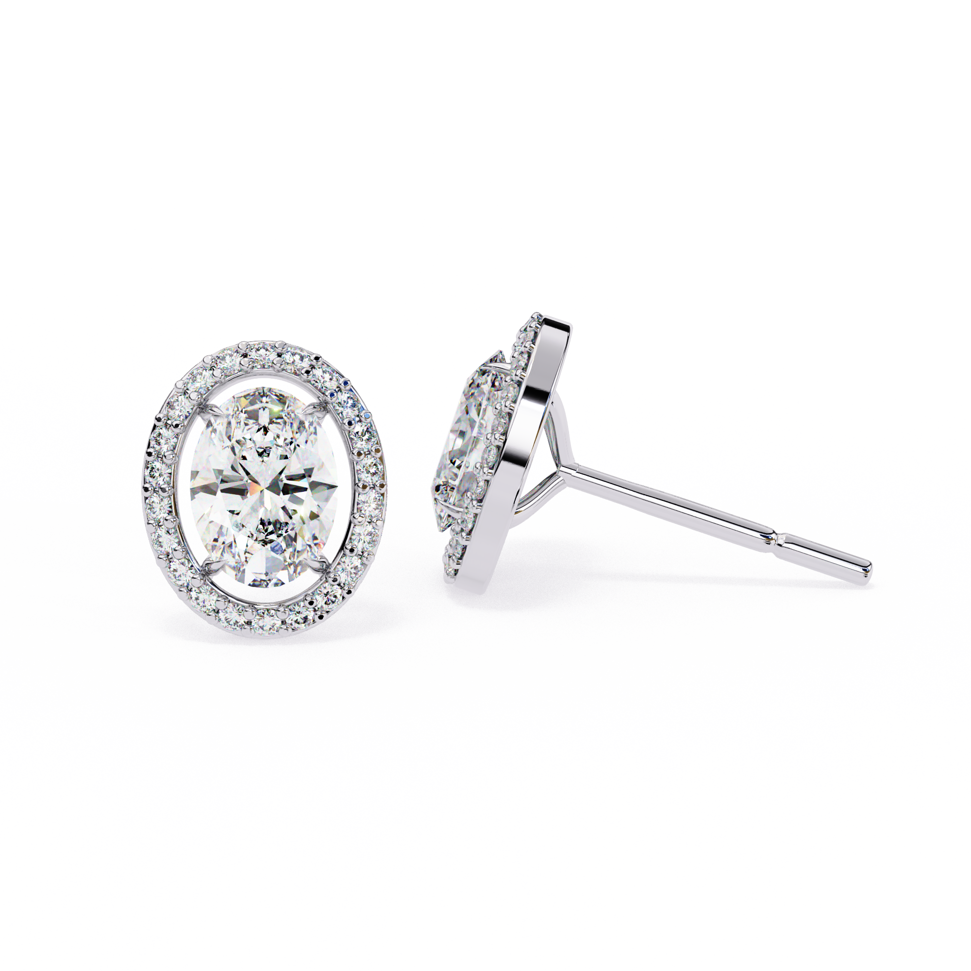 Lab Grown Diamond Solitaire Earring Oval Shape Stud