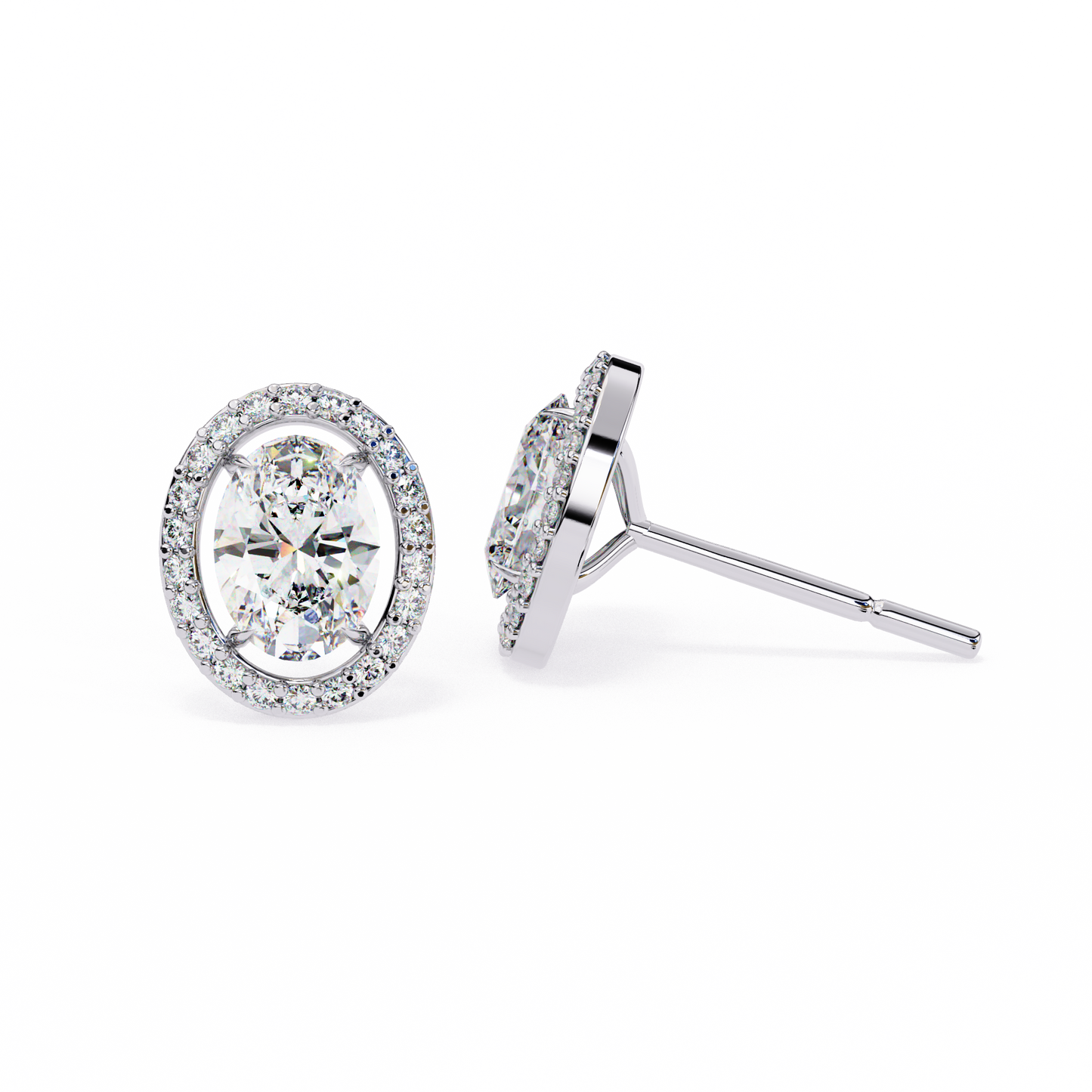 Lab Grown Diamond Solitaire Earring Oval Shape Stud