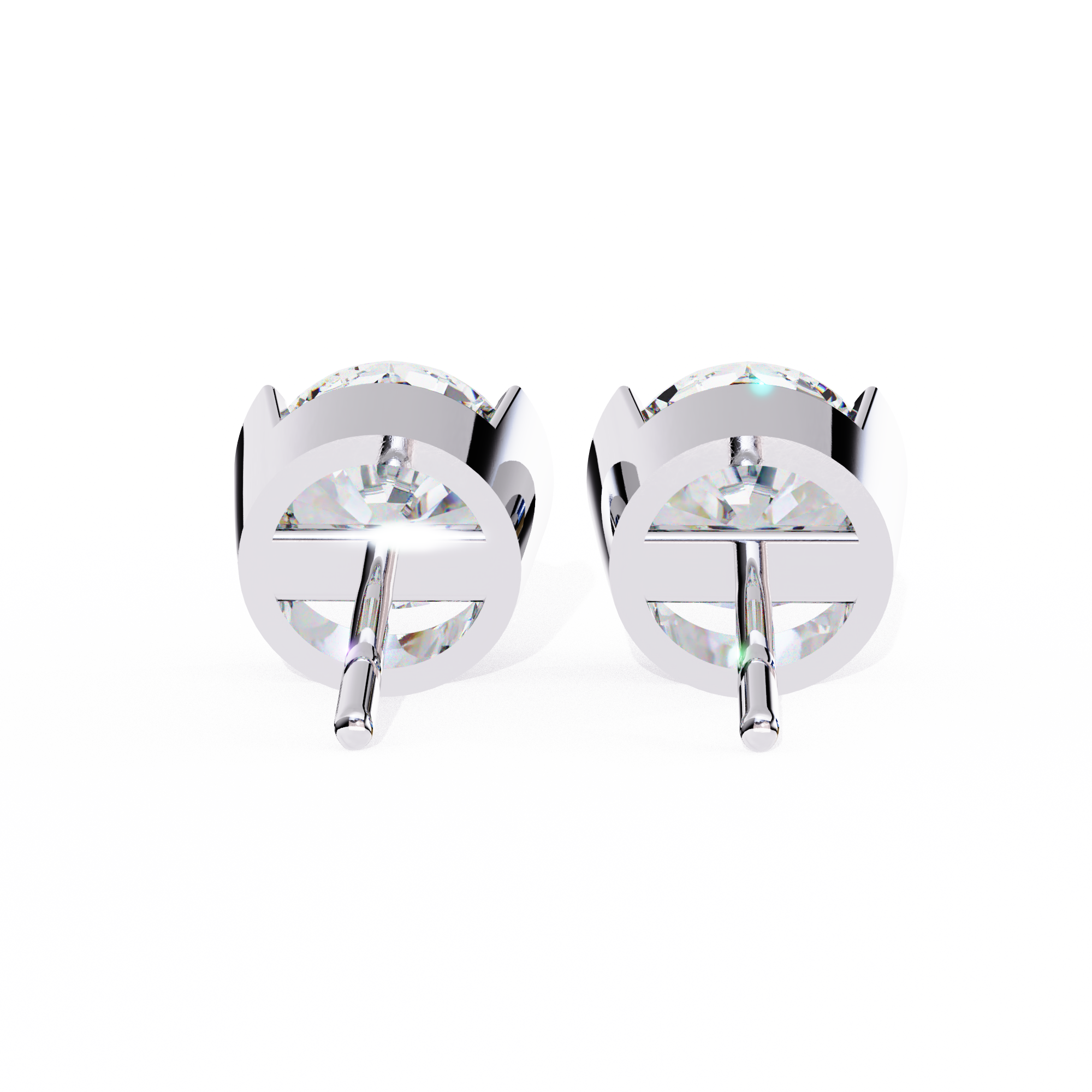 Round Cut Half Bezel Diamond Studs