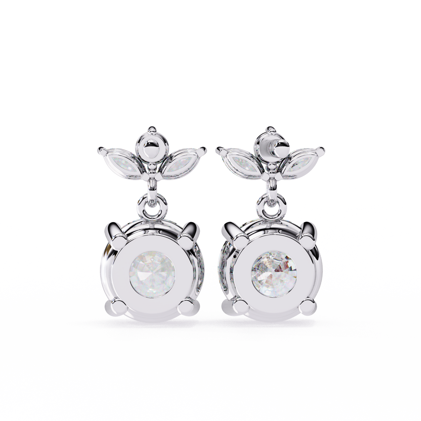 Round and Marquise Accented Lab Grown Diamond Drop Earrings
