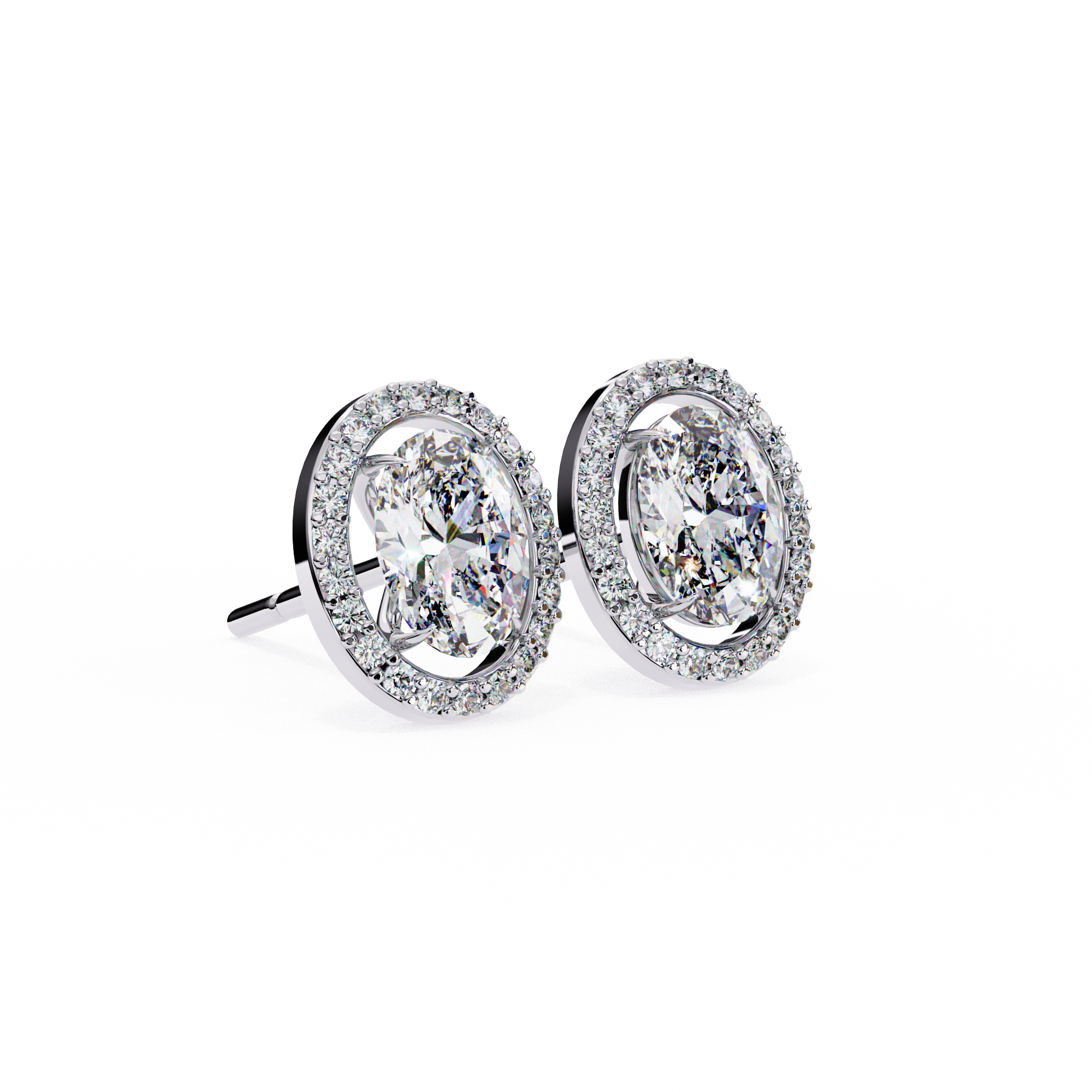 Lab Grown Diamond Solitaire Earring Oval Shape Stud