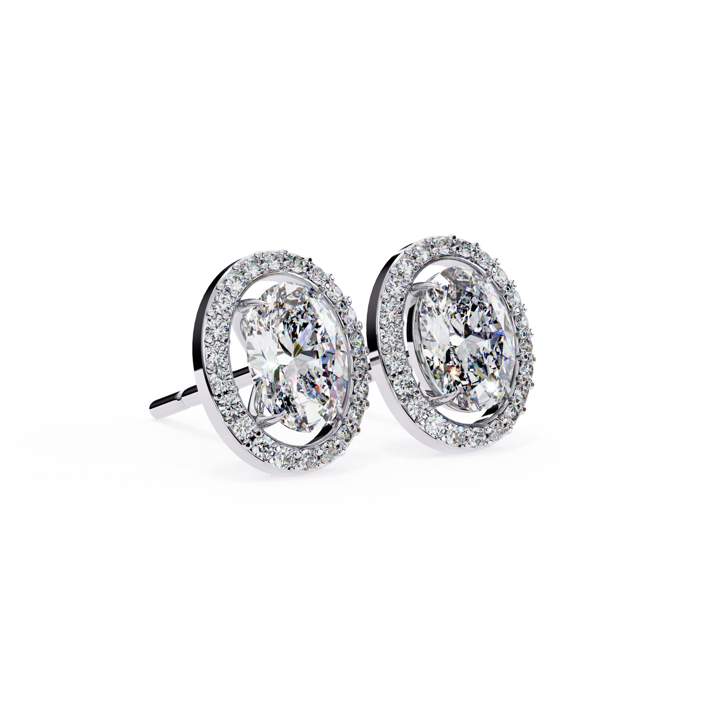 Lab Grown Diamond Solitaire Earring Oval Shape Stud