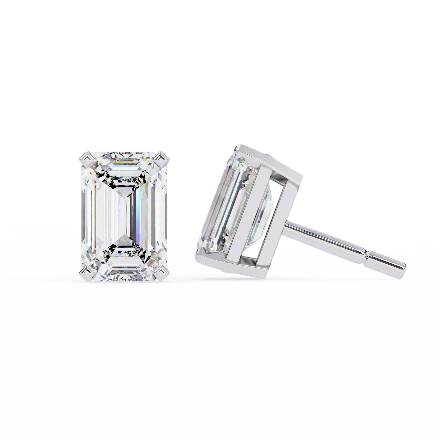 Emerald Cut Lab Diamond Solitaire Studs