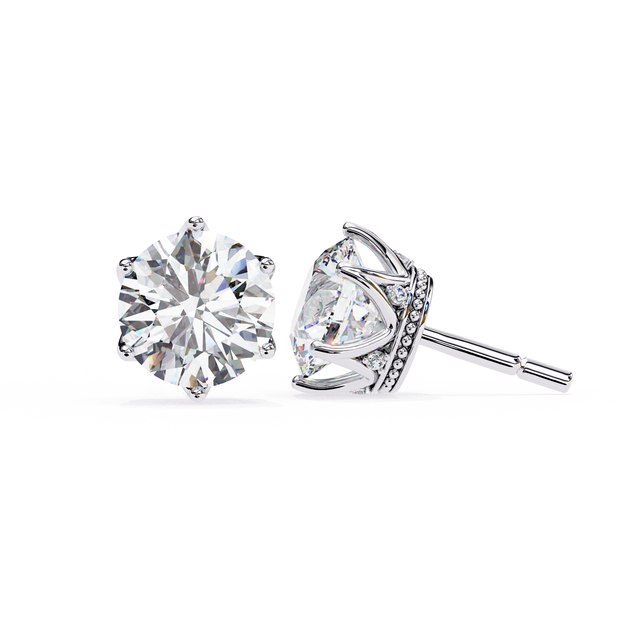 6 PRONG ROUND DIAMOND STUD EARRING