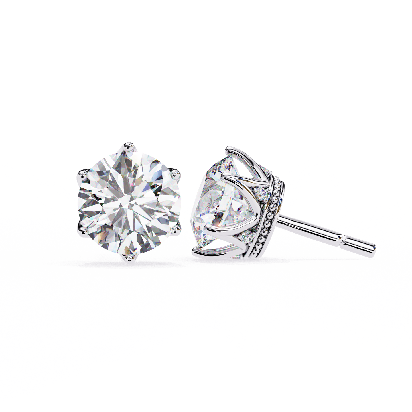 6 PRONG ROUND DIAMOND STUD EARRING