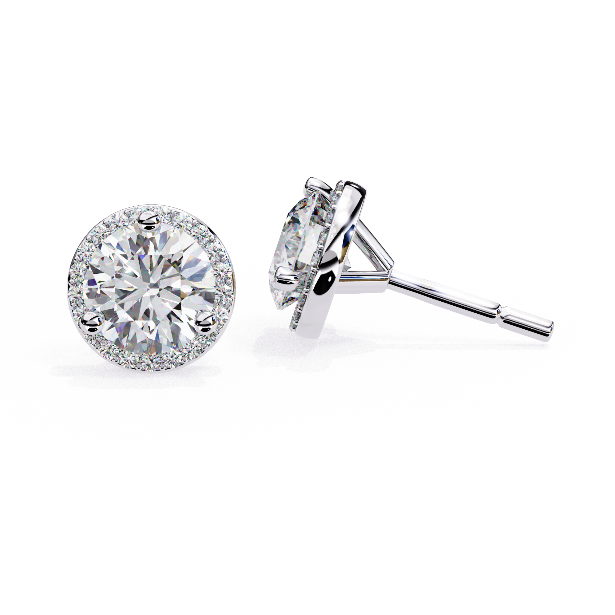 Lab Grown Diamond Round Halo Studs Earrings