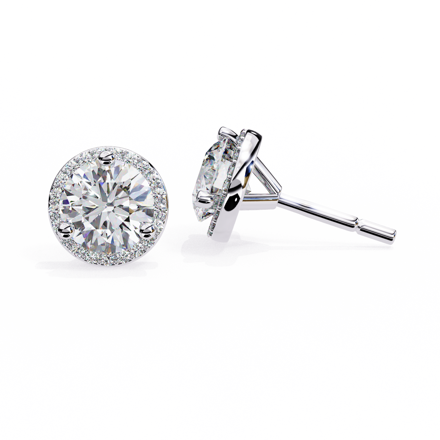 Lab Grown Diamond Round Halo Studs Earrings