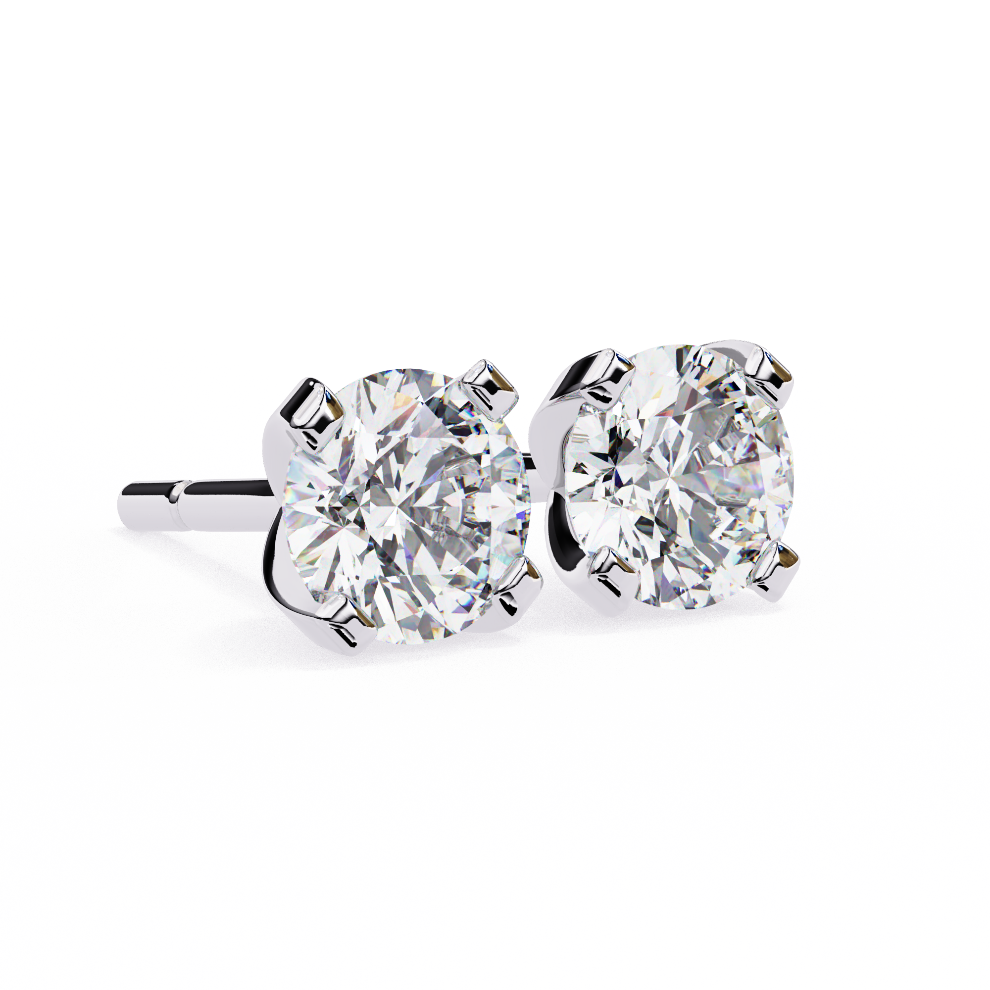 Round Cut Diamond 4 Prong Stud Earrings