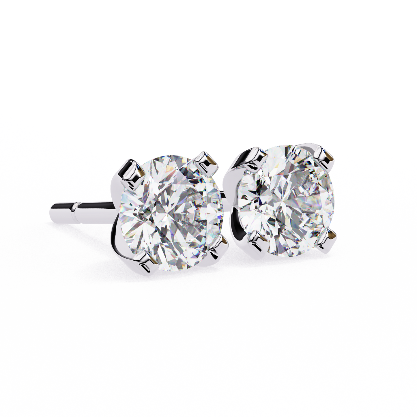 Round Cut Diamond 4 Prong Stud Earrings