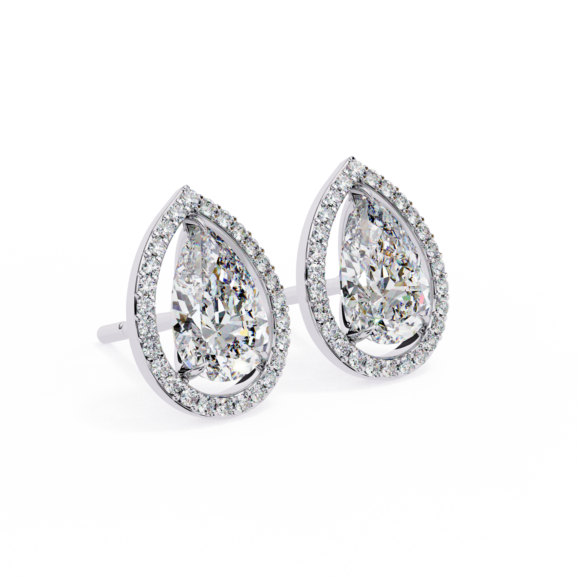 Pear Lab Grown Diamond Halo Stud Earrings