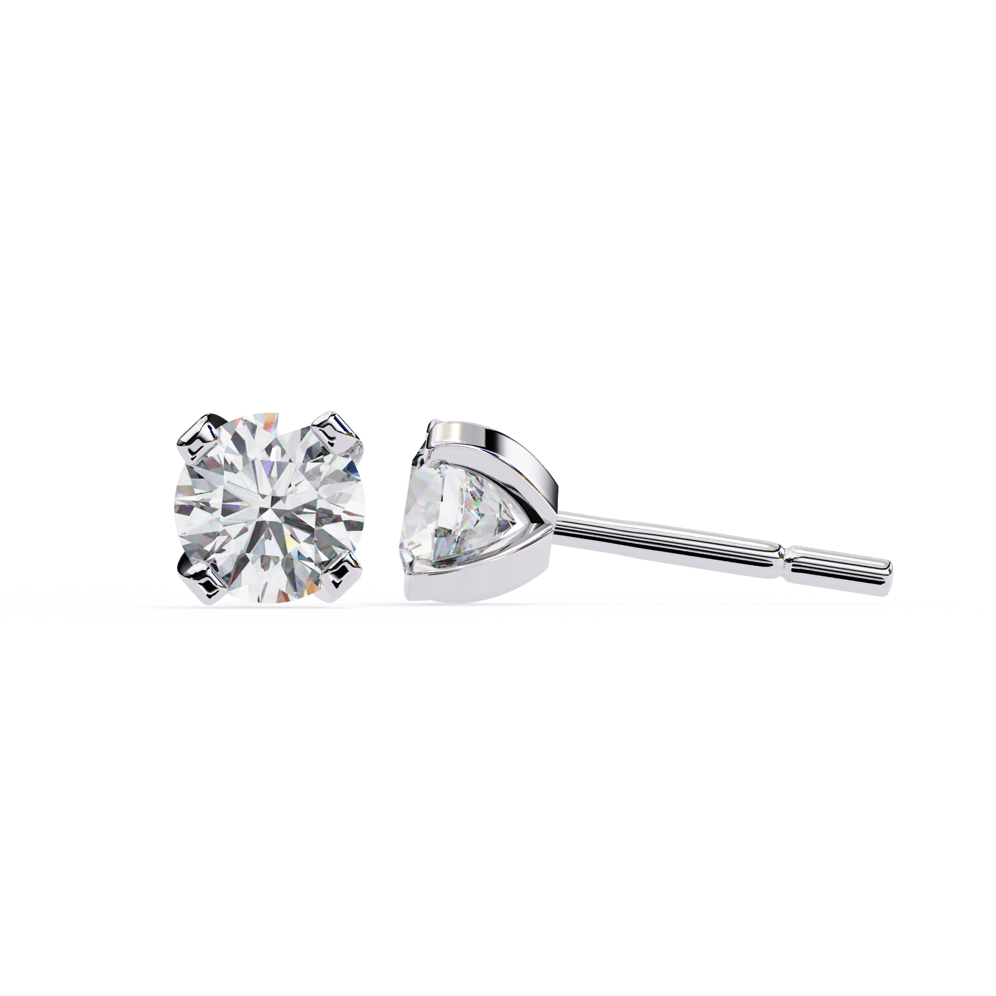 Round Cut Diamond 4 Prong Stud Earrings