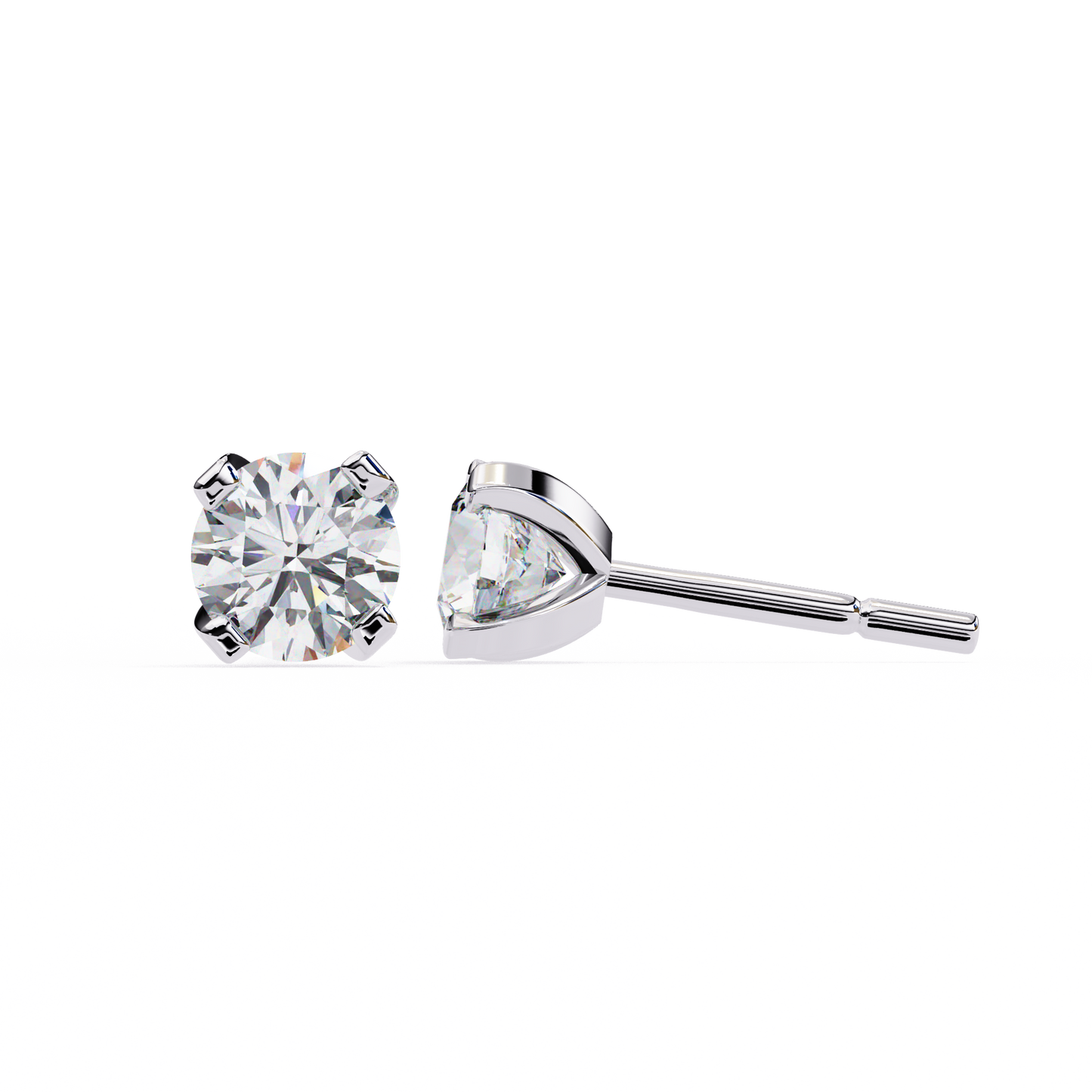 Round Cut Diamond 4 Prong Stud Earrings