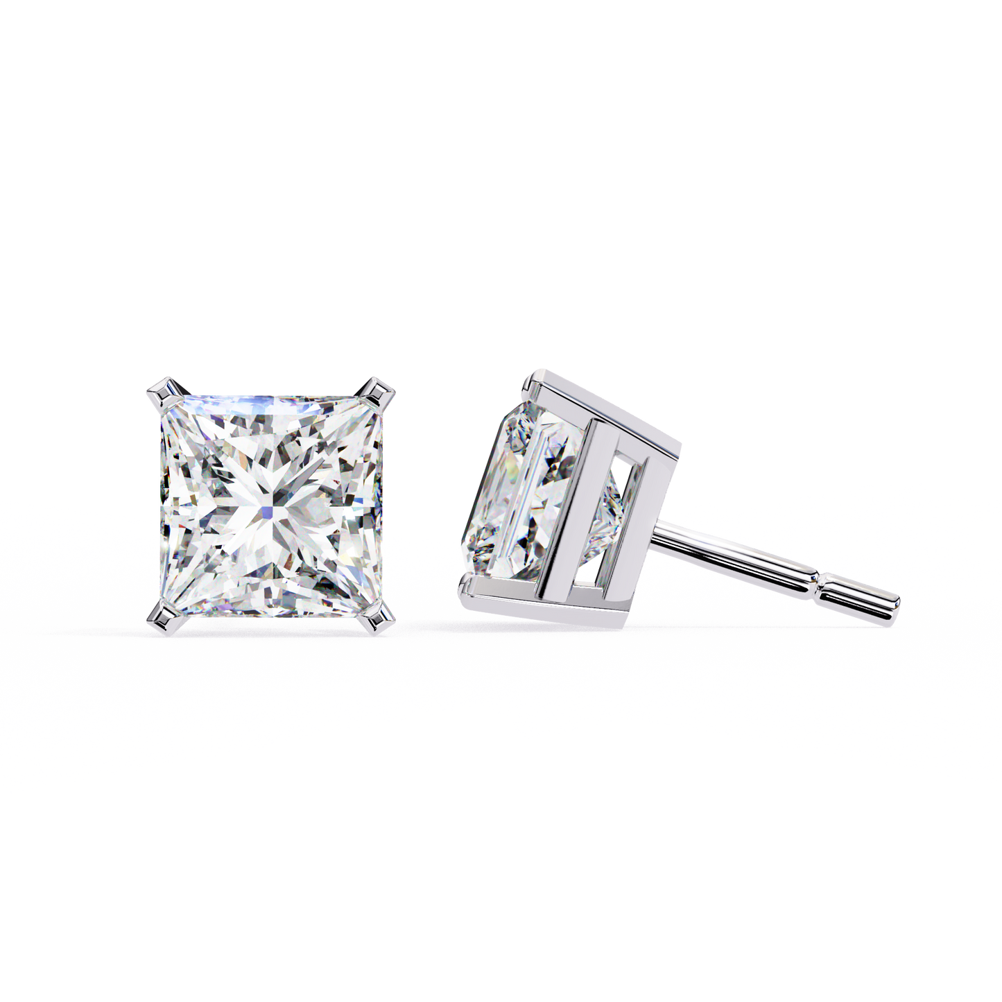 Princess Cut Lab Grown Diamond Stud Earrings