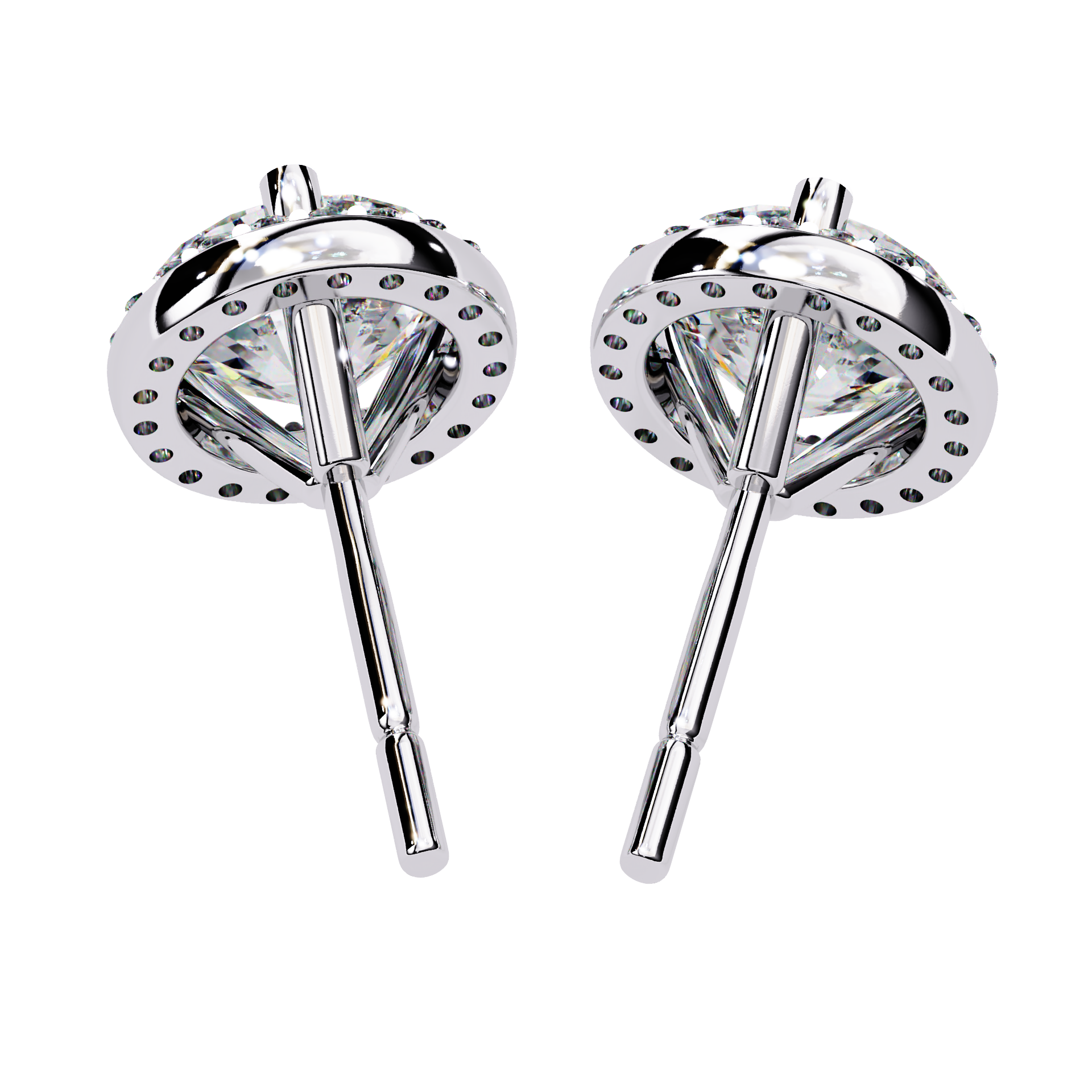 Lab Grown Diamond Round Halo Studs Earrings