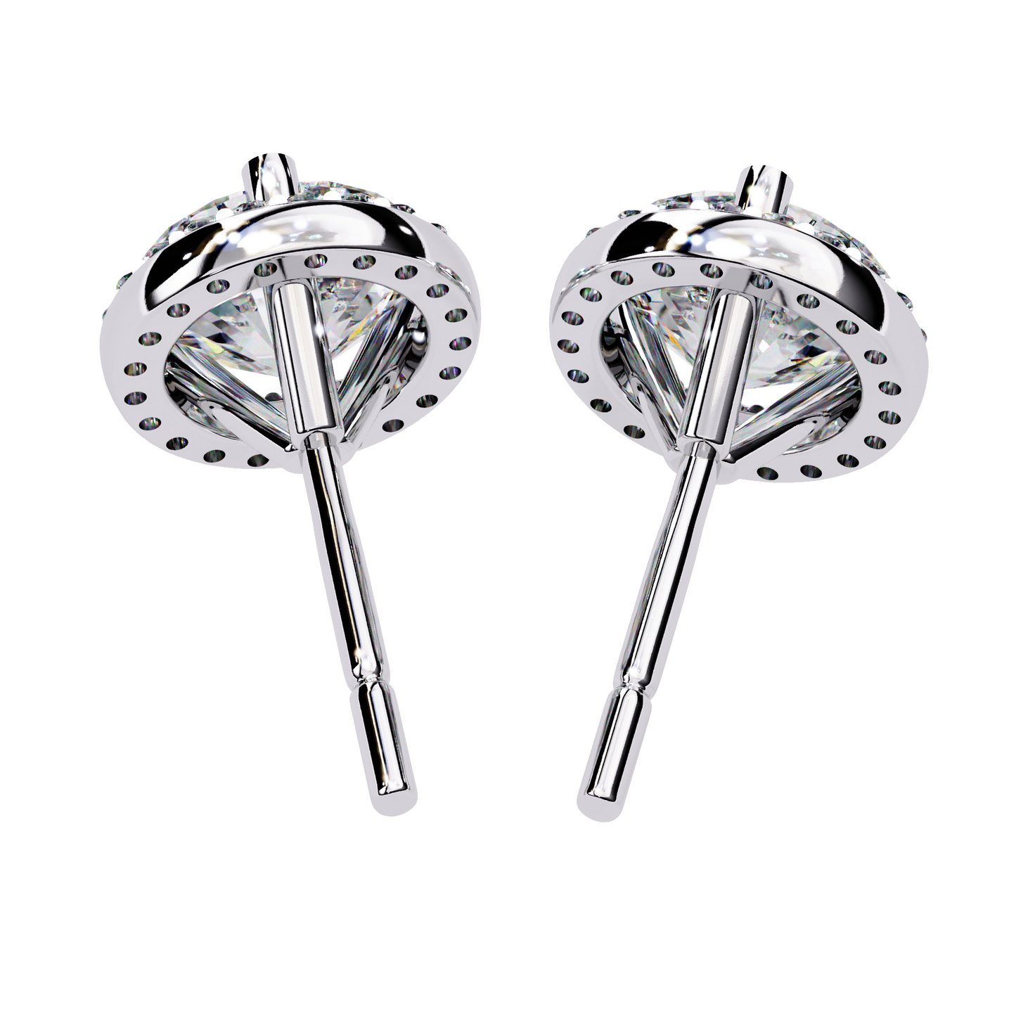 Lab Grown Diamond Round Halo Studs Earrings