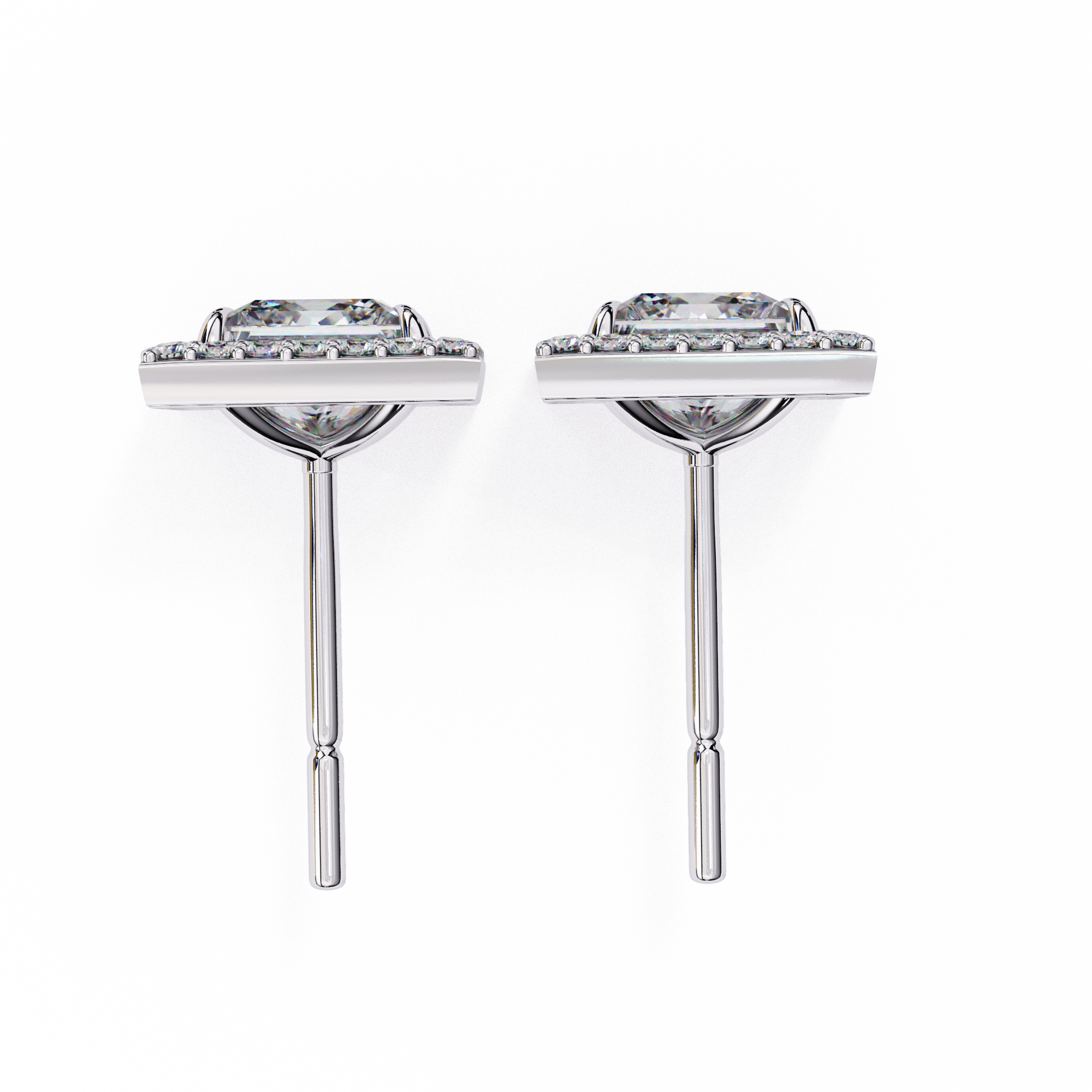 Allure Princess Halo Diamond Earrings Stud