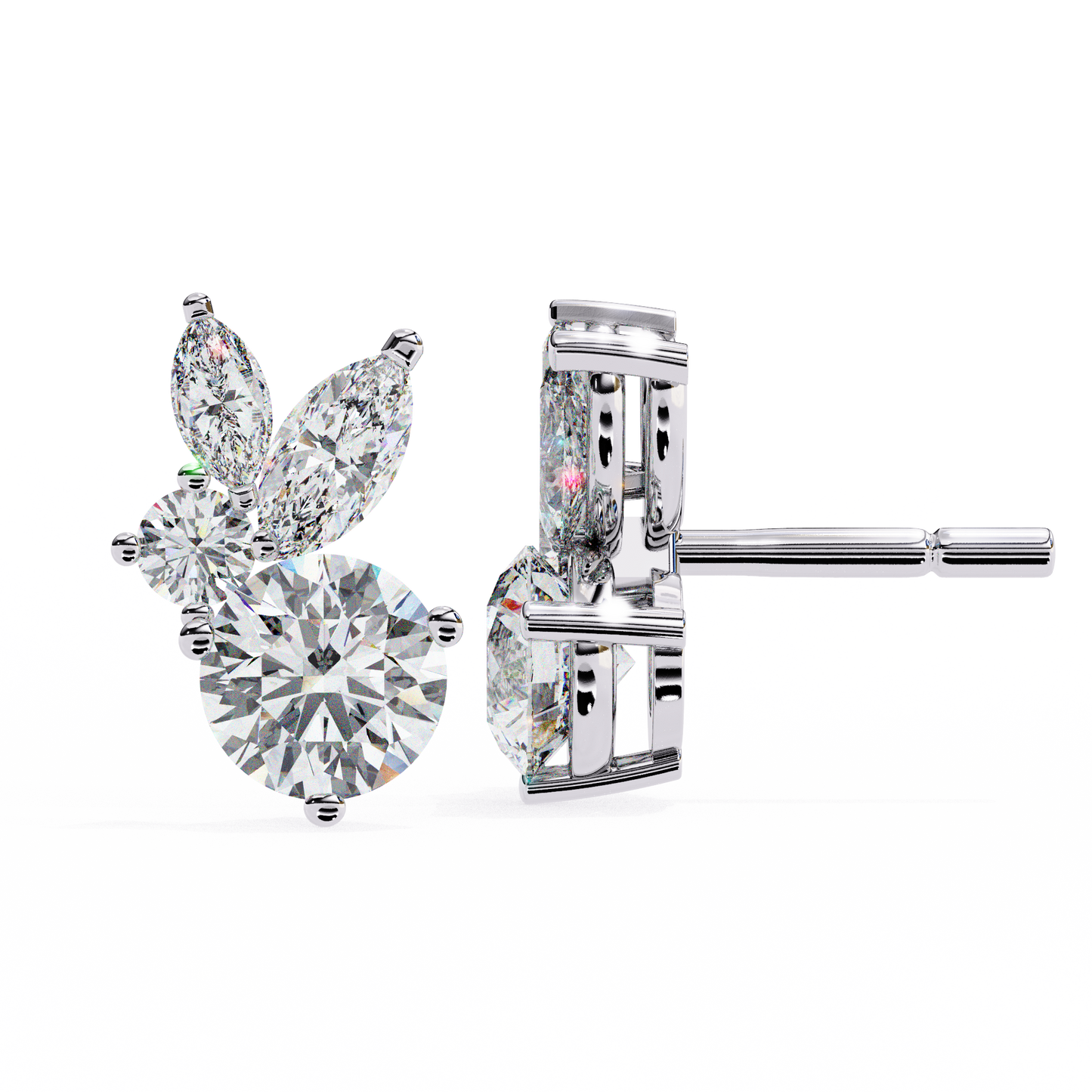 Round and Marquise Cluster Studs