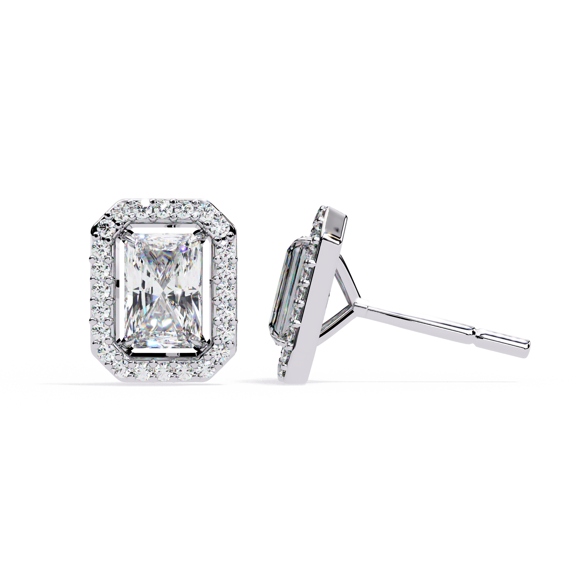 Lab Grown Diamond Earring Studs Radiant Stone