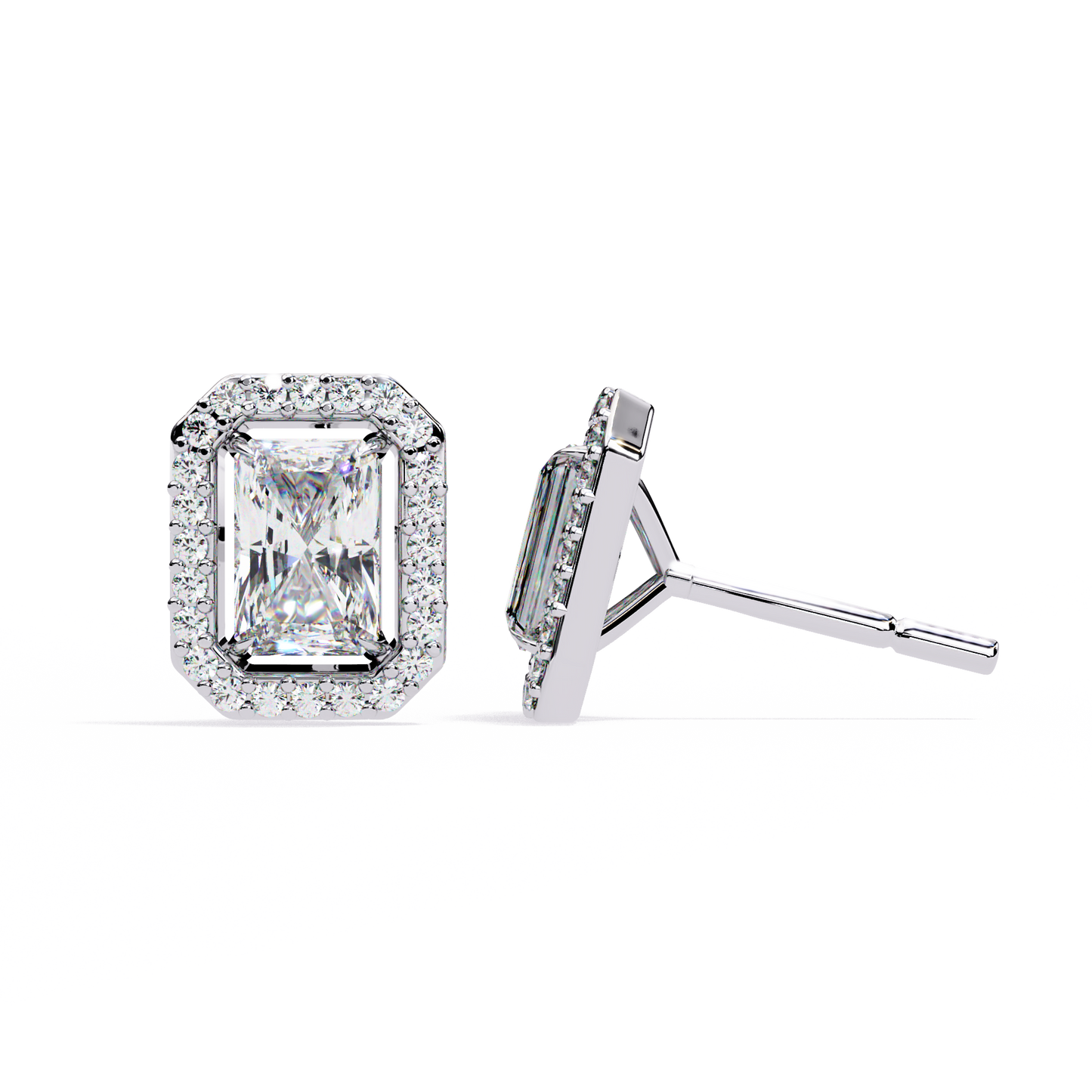 Lab Grown Diamond Earring Studs Radiant Stone